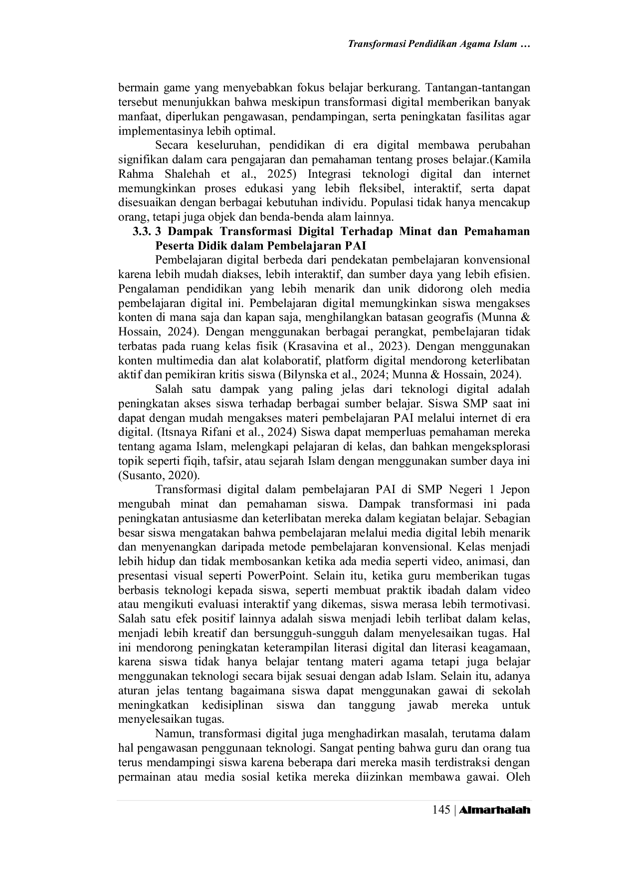 JURIS Transformasi Pendidikan Agama Islam di Era Digital Studi Kasus di SMP N 1 Jepon