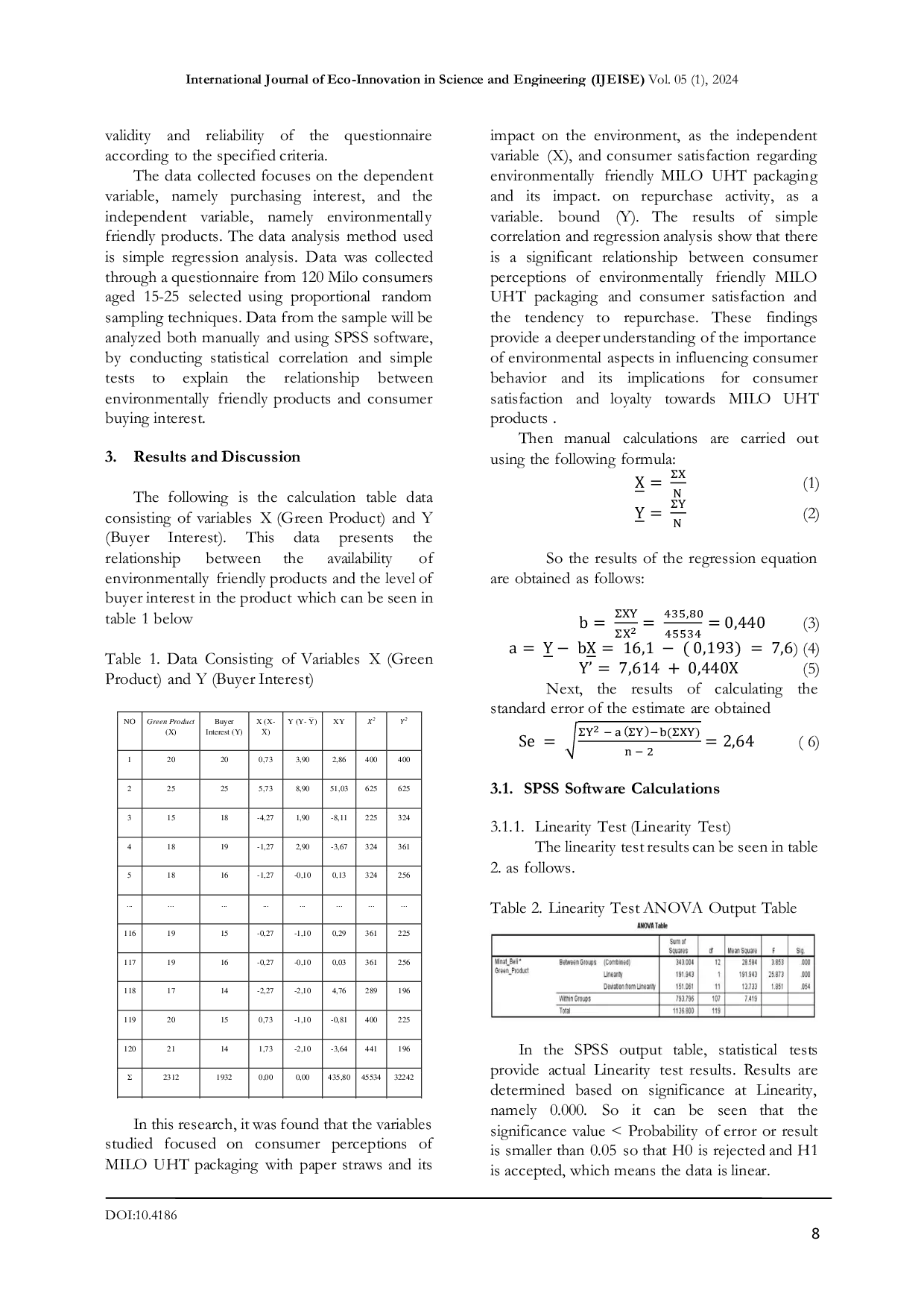 JURIS The Influence of the Green Product Milo UHT Drink on Consumer Purchase Interest Using the Simple Regression Analysis Method