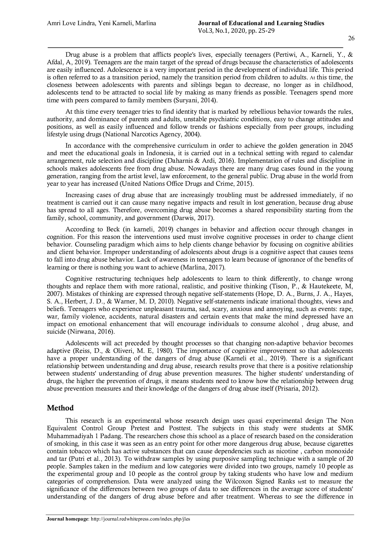 JURIS The Effectiveness of Cognitive Restructuring Techniques to Improve of Comprehension of Drug Abusers Among Student