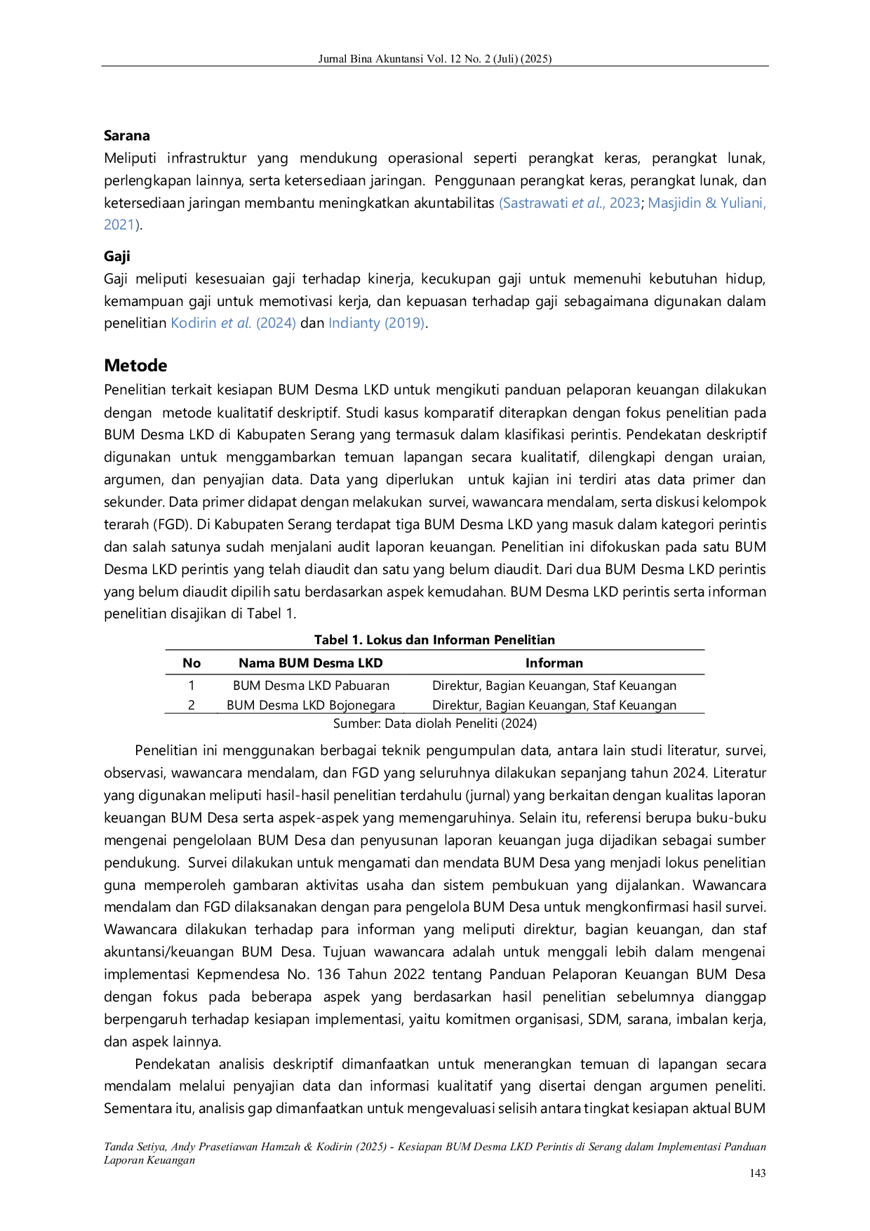 JURIS Kesiapan Bum Desma Lkd Perintis Di Serang Dalam Implementasi Panduan Laporan Keuangan