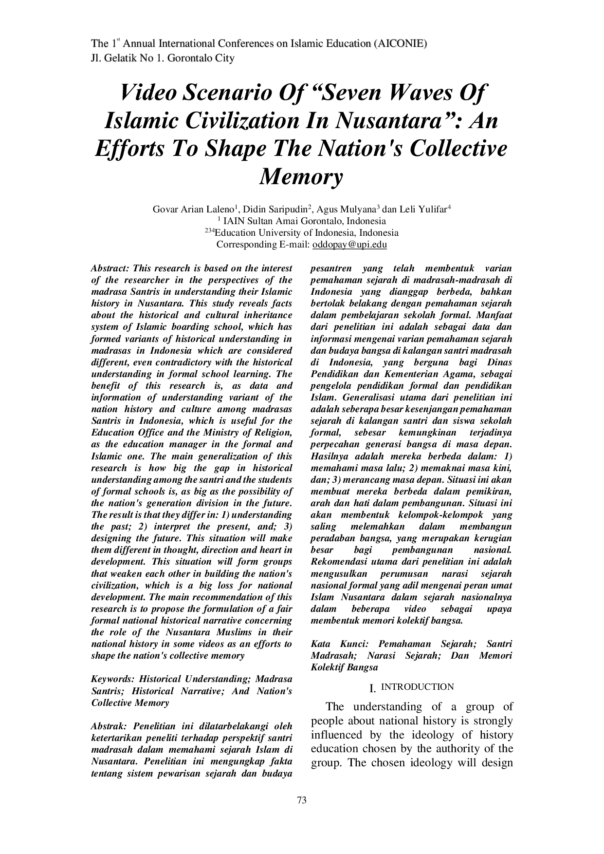 JURIS Video Scenario Of Seven Waves Of Islamic Civilization In Nusantara An Efforts To Shape The Nation s Collective Memory
