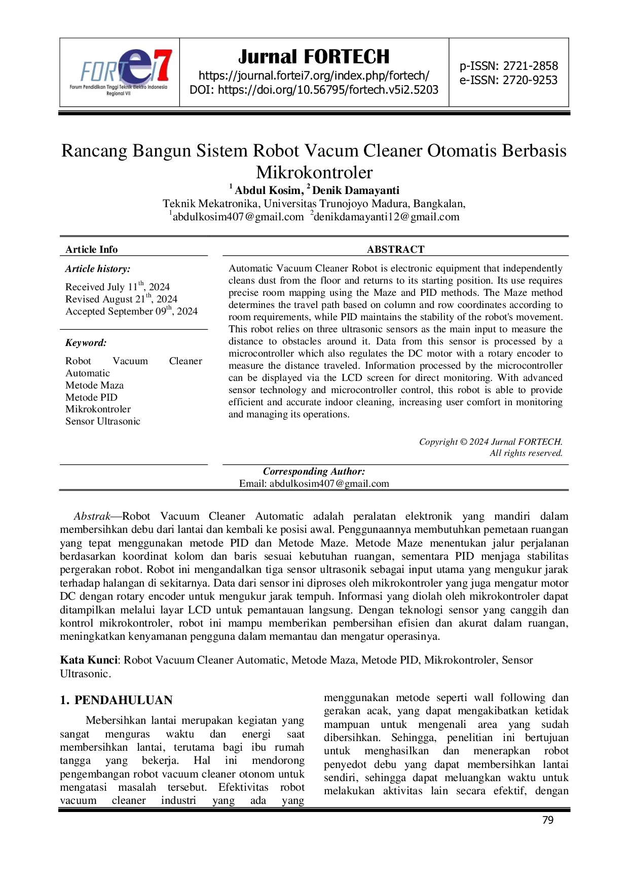 JURIS Rancang Bangun Sistem Robot Vacum Cleaner Otomatis Berbasis Mikrokontroler