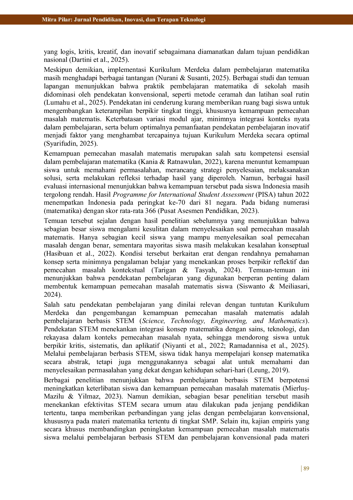 JURIS Perbandingan Pembelajaran STEM dan Konvensional dalam Meningkatkan Kemampuan Pemecahan Masalah Matematis Siswa SMP