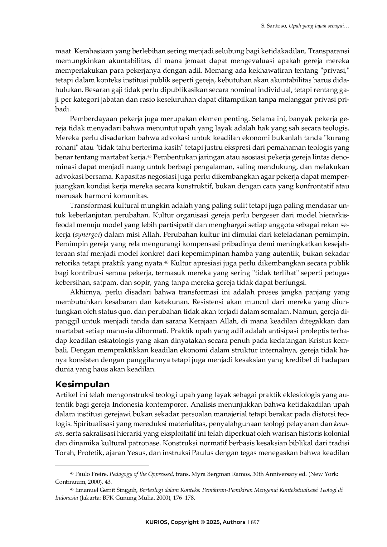 JURIS Upah yang layak sebagai praktik eklesiologis Sebuah konstruksi teologi kerja untuk gereja Indonesia kontemporer