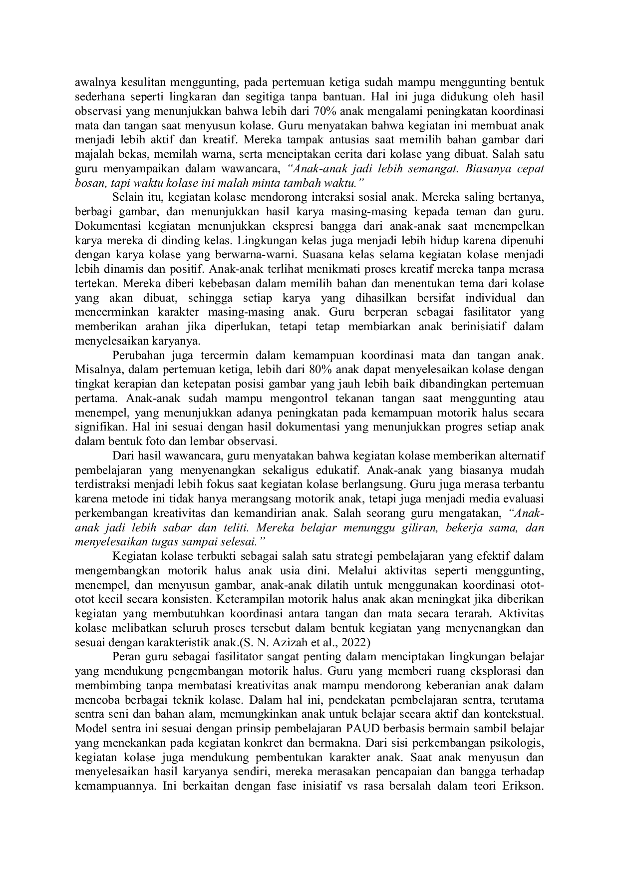 JURIS Penggunaan Media Gambar Dengan Teknik Kolase Dalam Mengembangkan Kemampuan Motorik Halus Anak Usia Dini