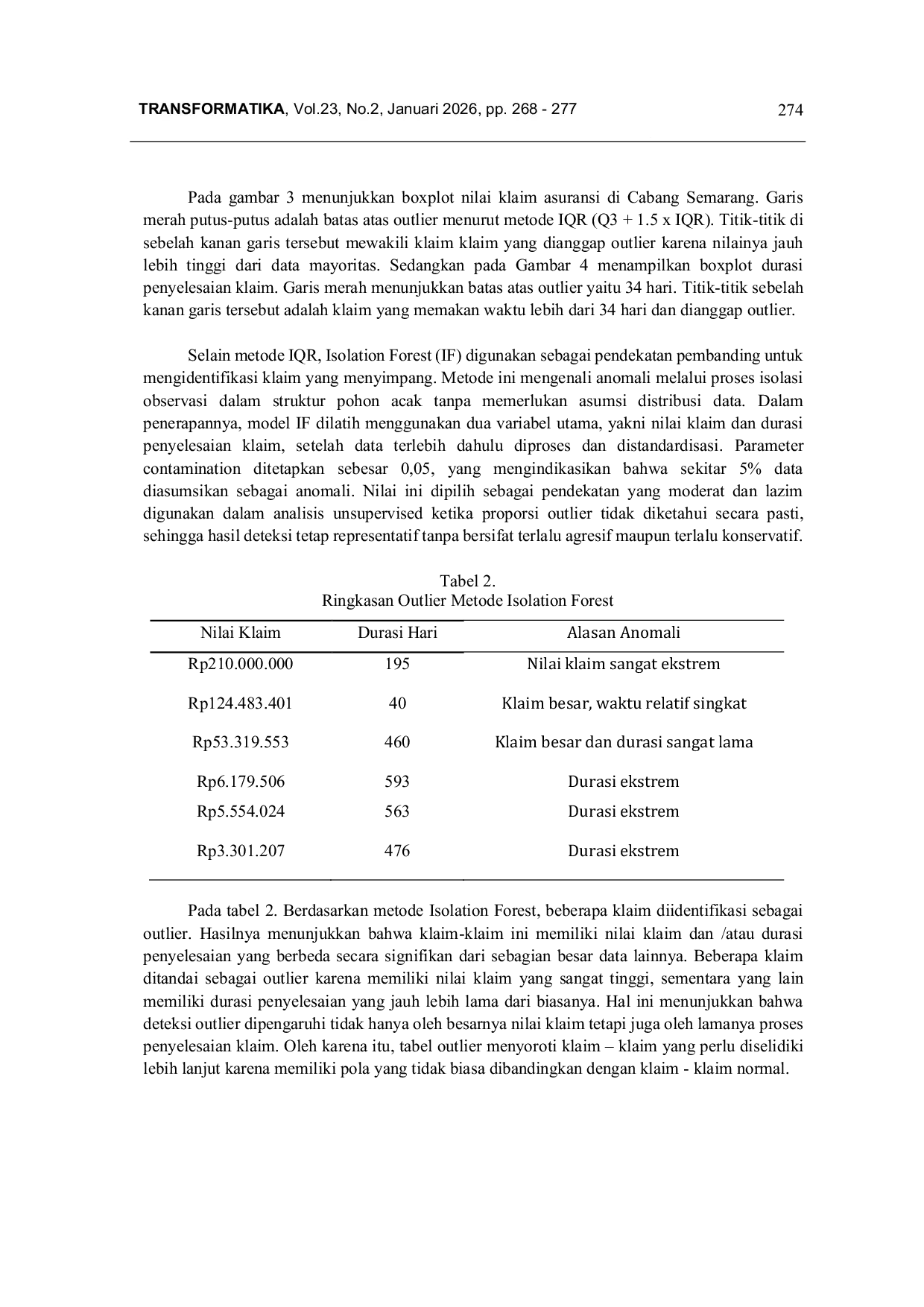 JURIS Comparison of IQR and Isolation Forest Methods for Outlier Detection in Insurance Claim Data at PT Askrindo Semarang Branch