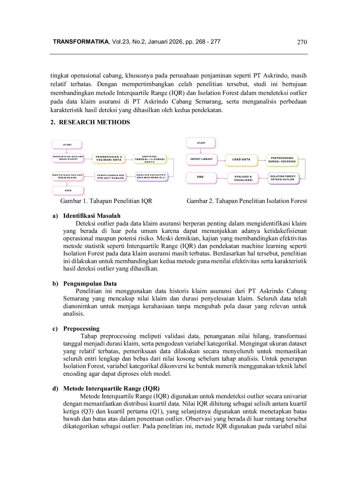 JURIS Comparison of IQR and Isolation Forest Methods for Outlier Detection in Insurance Claim Data at PT Askrindo Semarang Branch