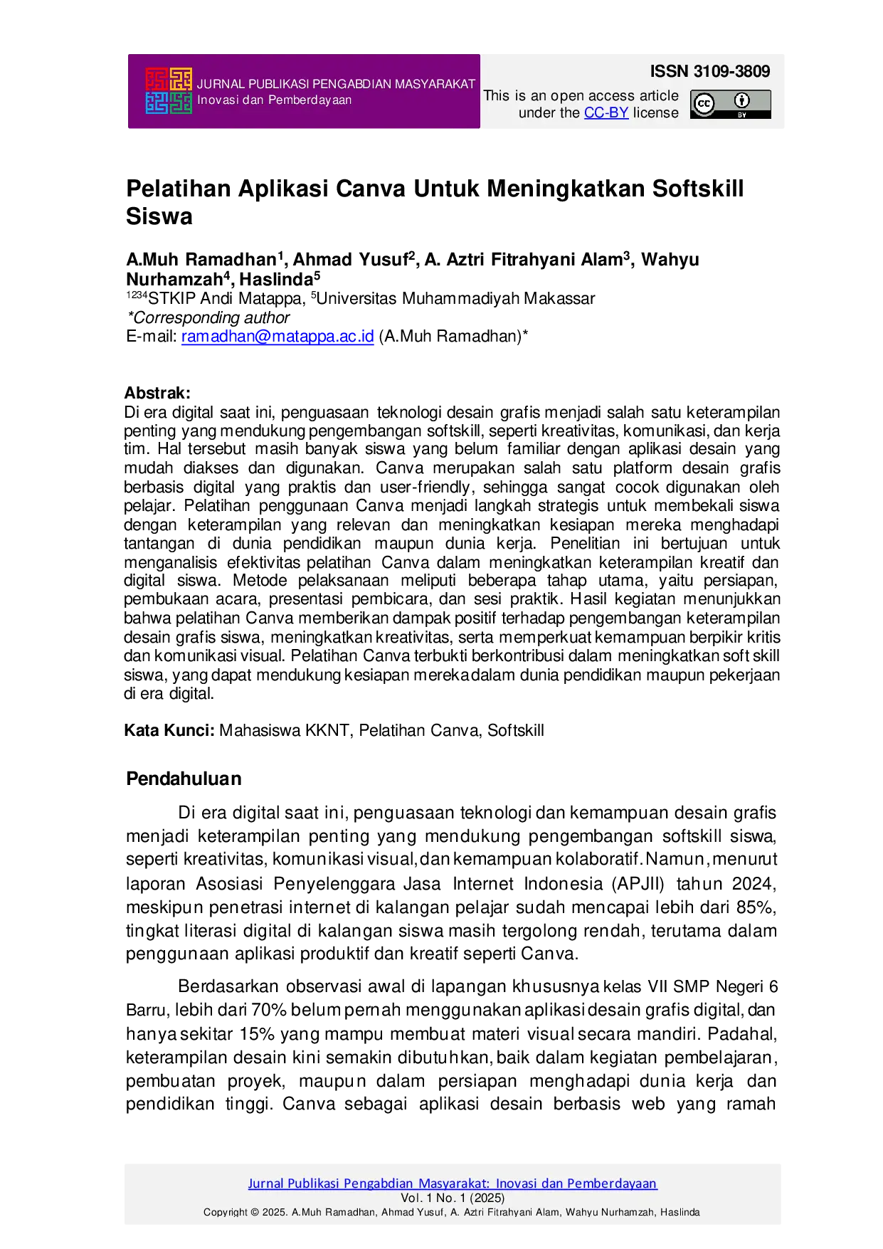 JURIS Pelatihan Aplikasi Canva Untuk Meningkatkan Softskill Siswa