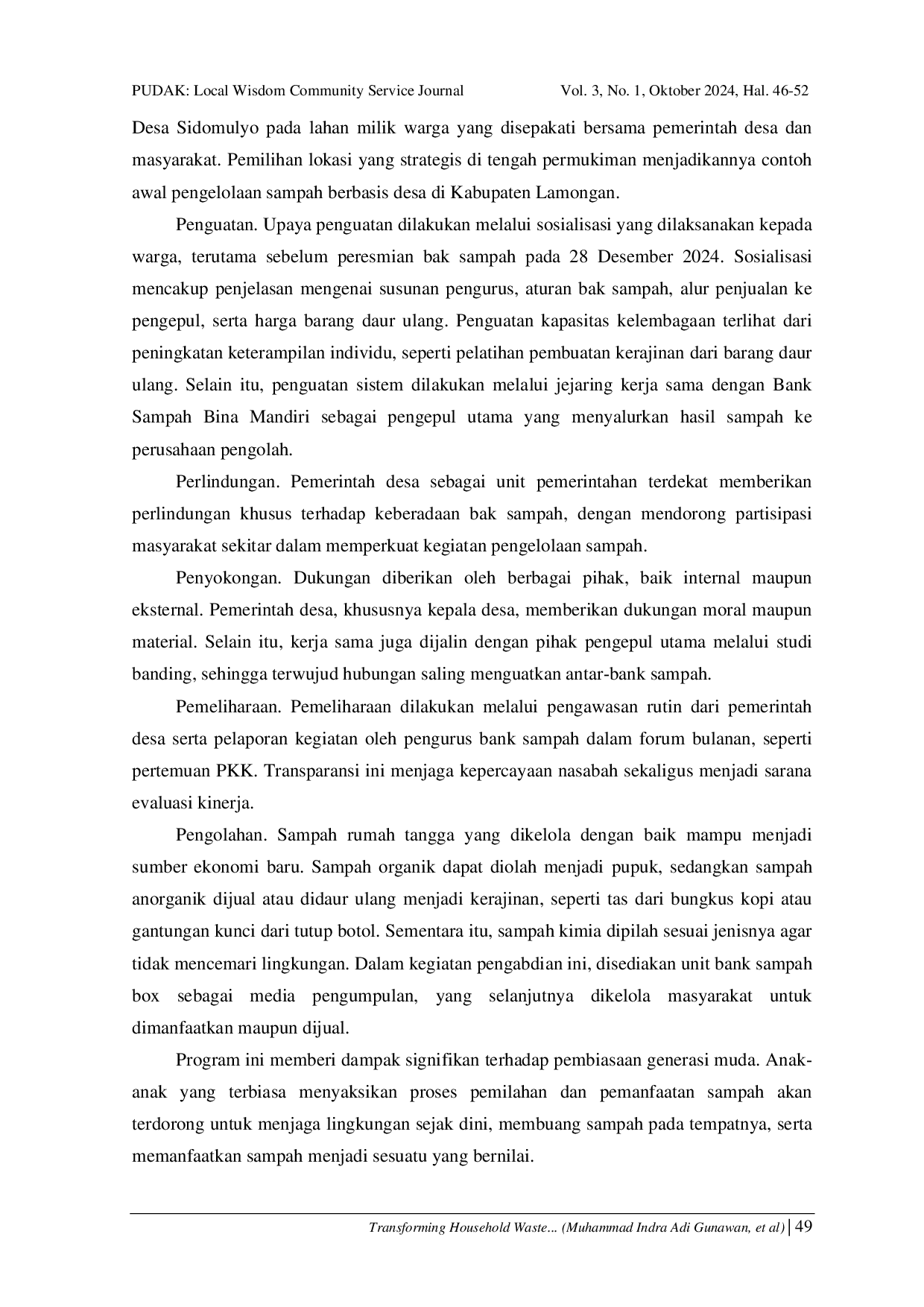 JURIS Transforming Household Waste into Economic Opportunities A Community Based Empowerment Program in Rural Villages