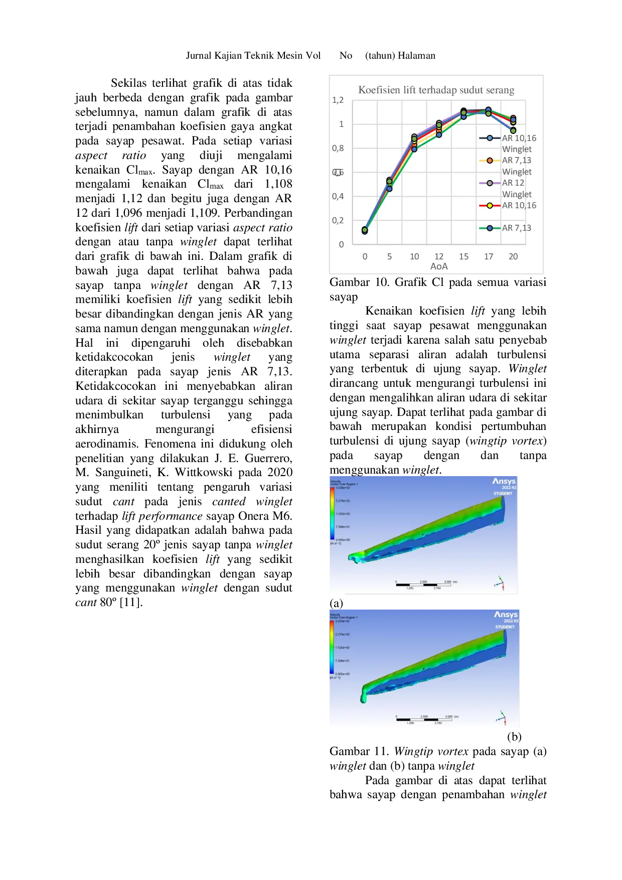 JURIS Analisis Lift Performance Sayap Pesawat Terhadap Penambahan Winglet dan Variasi Aspect Ratio