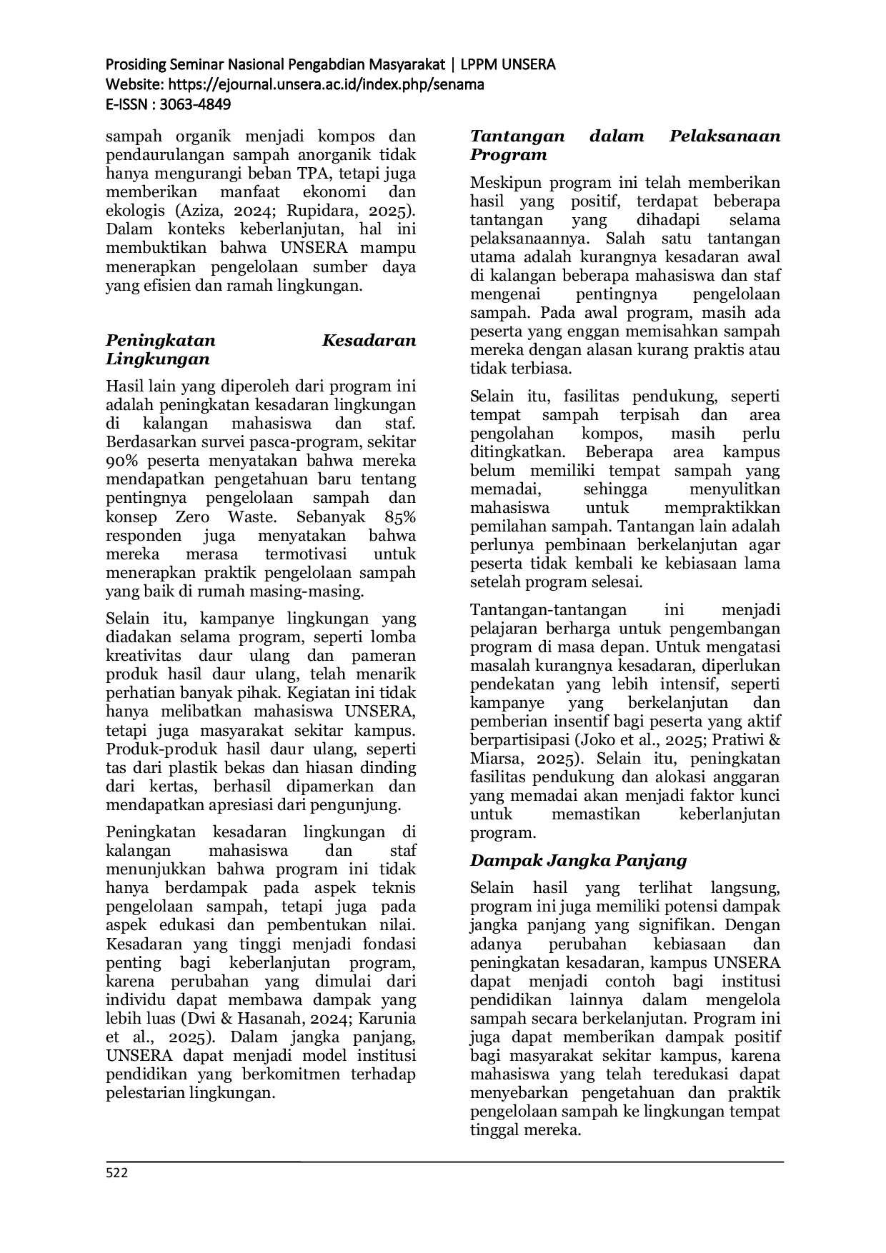 JURIS Menuju Kampus Ramah Lingkungan Pengelolaan Sampah di Universitas Serang Raya untuk Mewujudkan Zero Waste