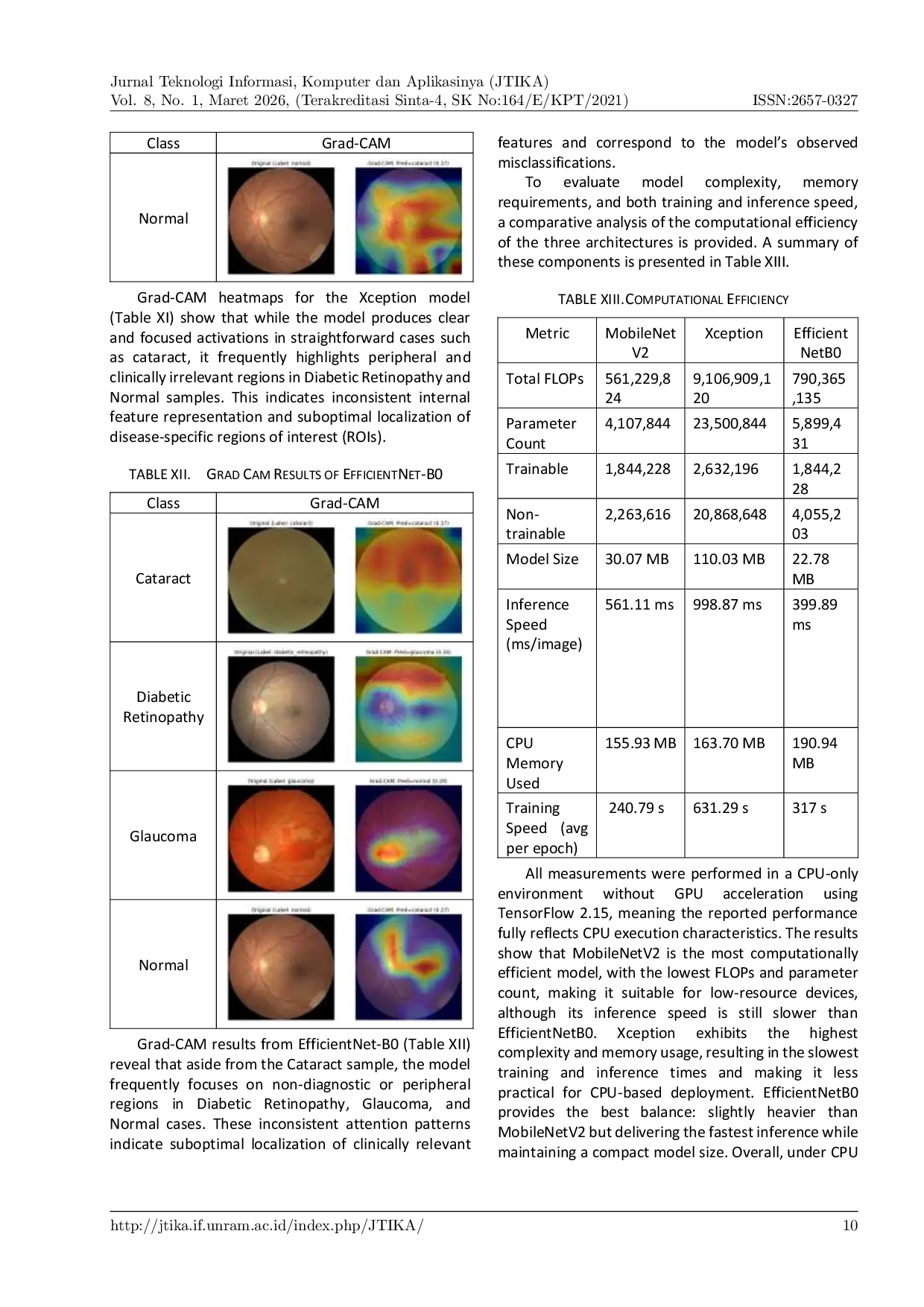 JURIS Eye Disease Classification Using Deep Learning A Comparative Study of MobileNetV2 Xception and EfficientNet B0