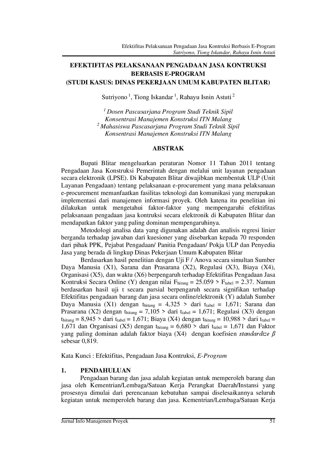 juris Efektifitas Pelaksanaan Pengadaan Jasa Kontruksi Berbasis E Program