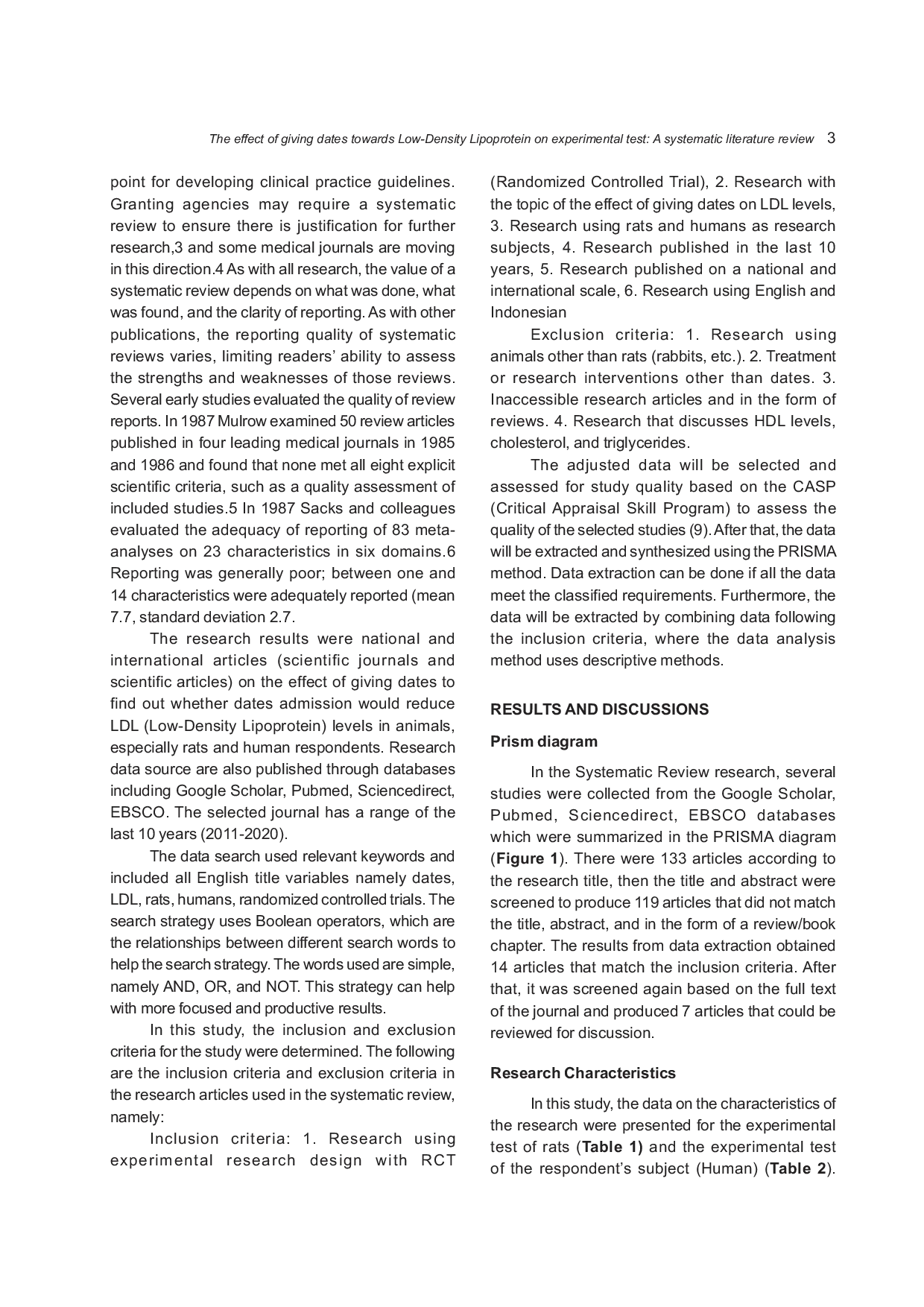 JURIS The Effect Of Giving Dates Towards Low Density Lipoprotein On Experimental Test A Systematic Literature Review