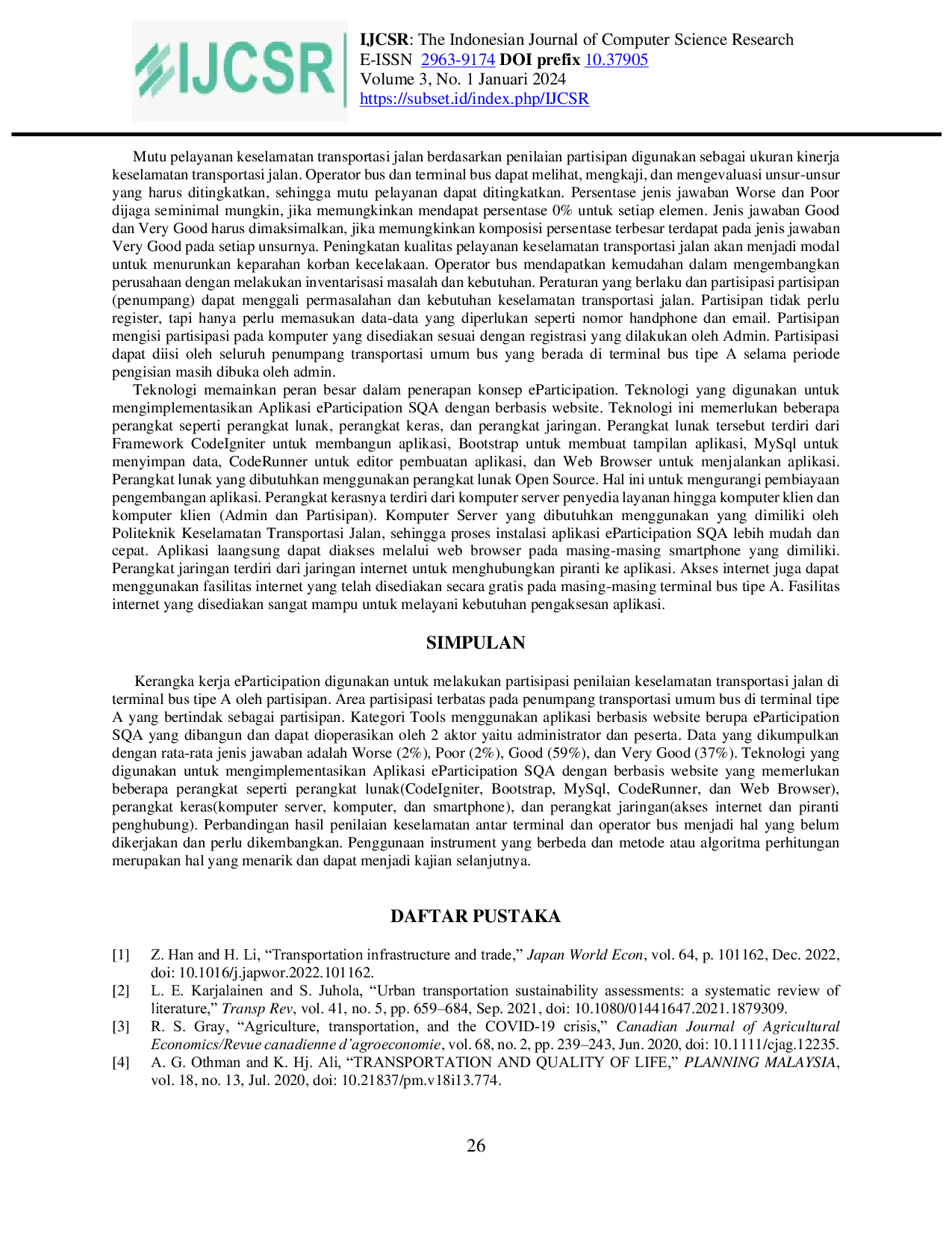 JURIS EParticipation Keselamatan Transportasi Jalan