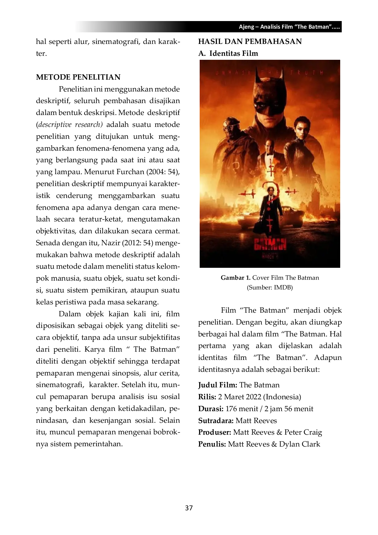 JURIS Analisis Film The Batman Isu Sosial Dan Pemerintahan Di Kota Gotham