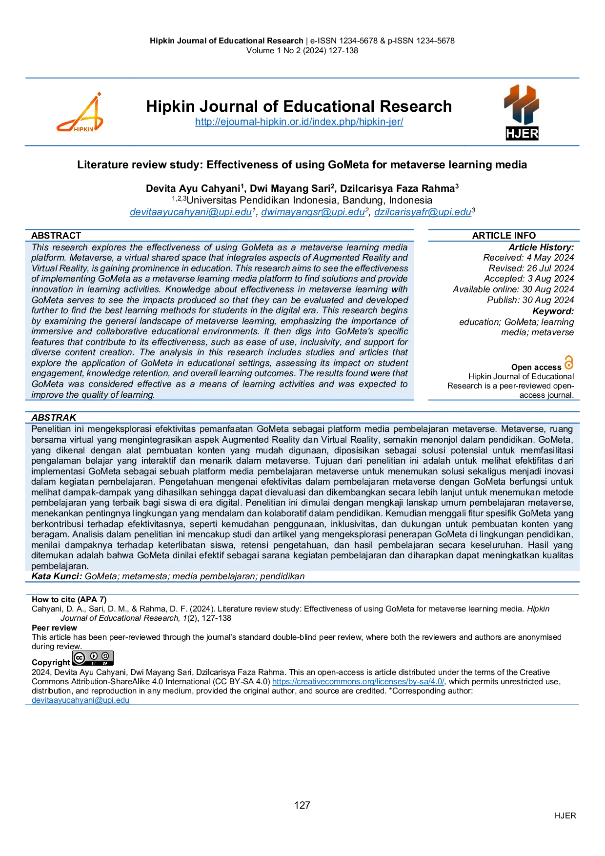 JURIS Literature Review Study Effectiveness of Using GoMeta for Metaverse Learning Media
