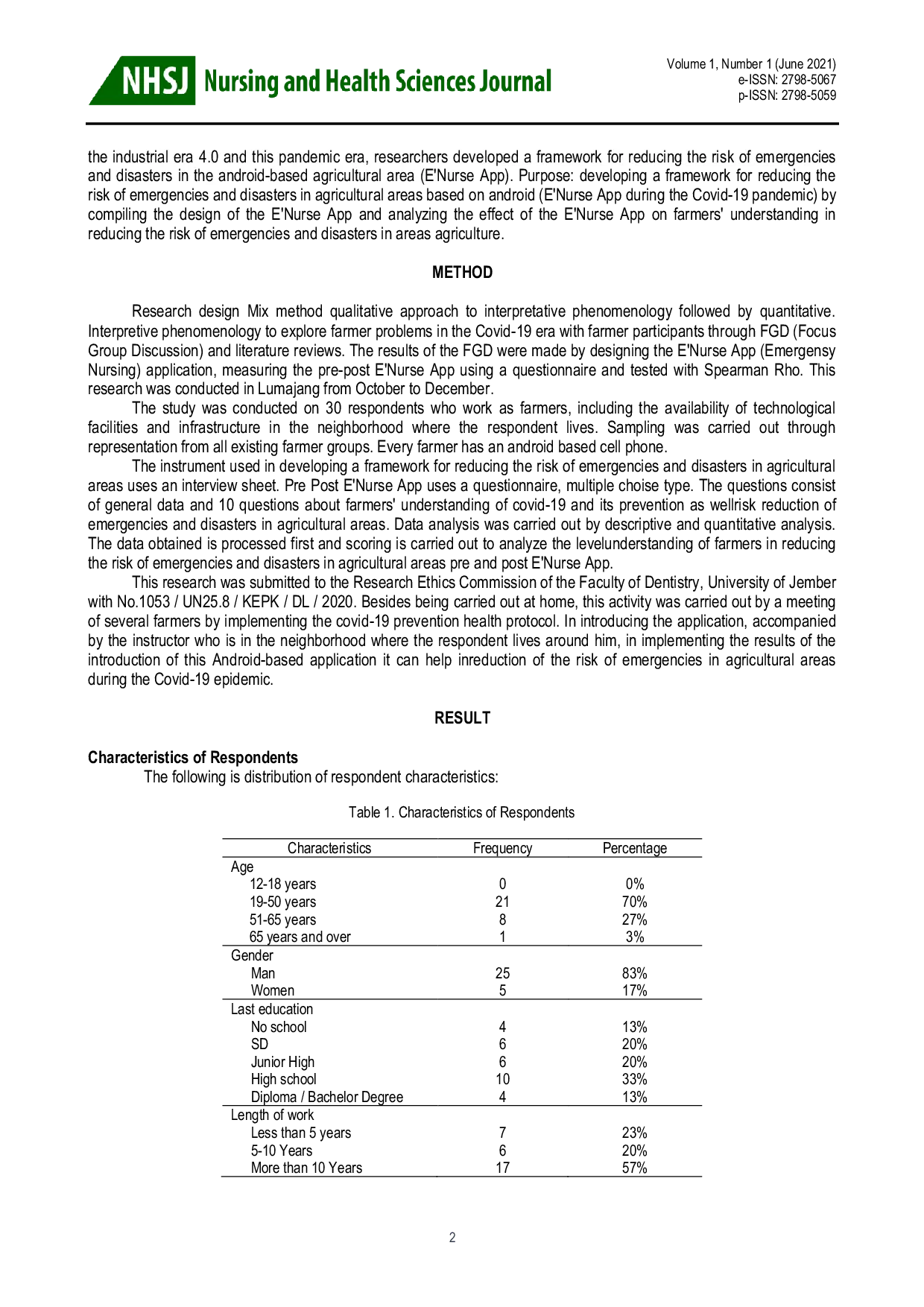 JURIS Development Of A Framework For Emergency Risk Reduction In Android Based Agriculture Areas E Nurse App During The Covid 19 Pandemic