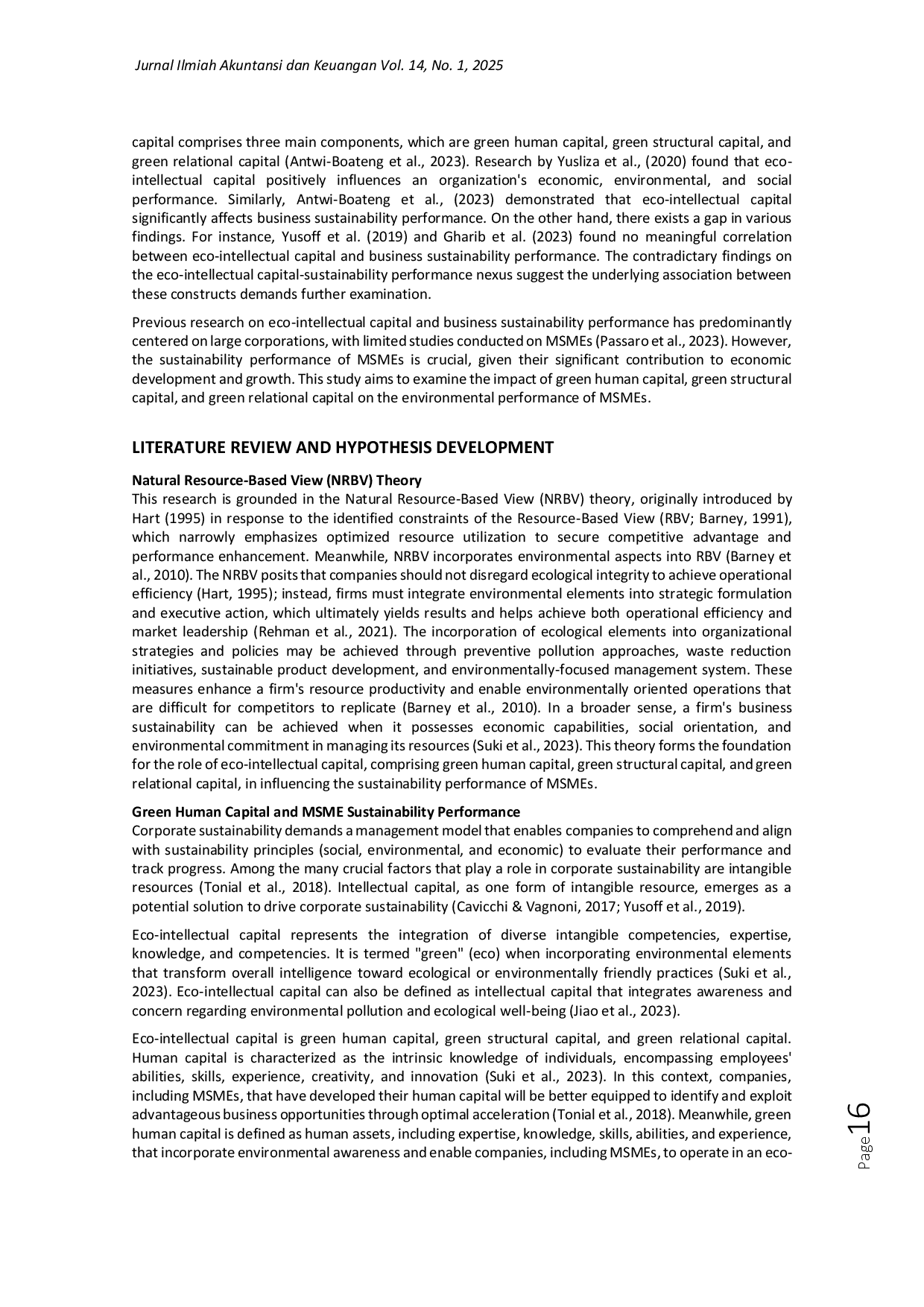 juris The Role of Eco Intellectual Capital for MSME Sustainability