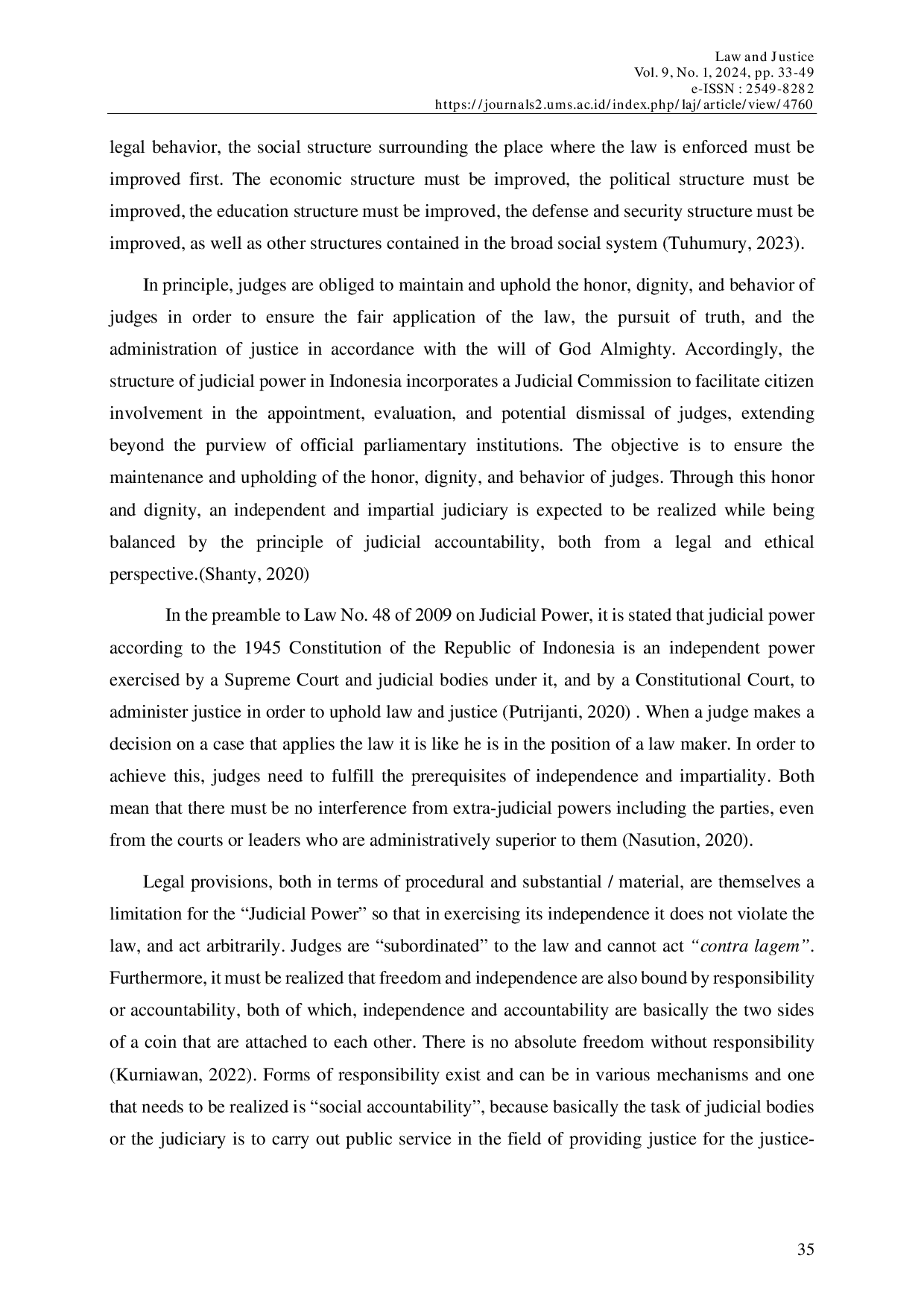 JURIS The Role of the Code of Ethics and Code of Conduct in Maintaining the Honor and Dignity of Judges
