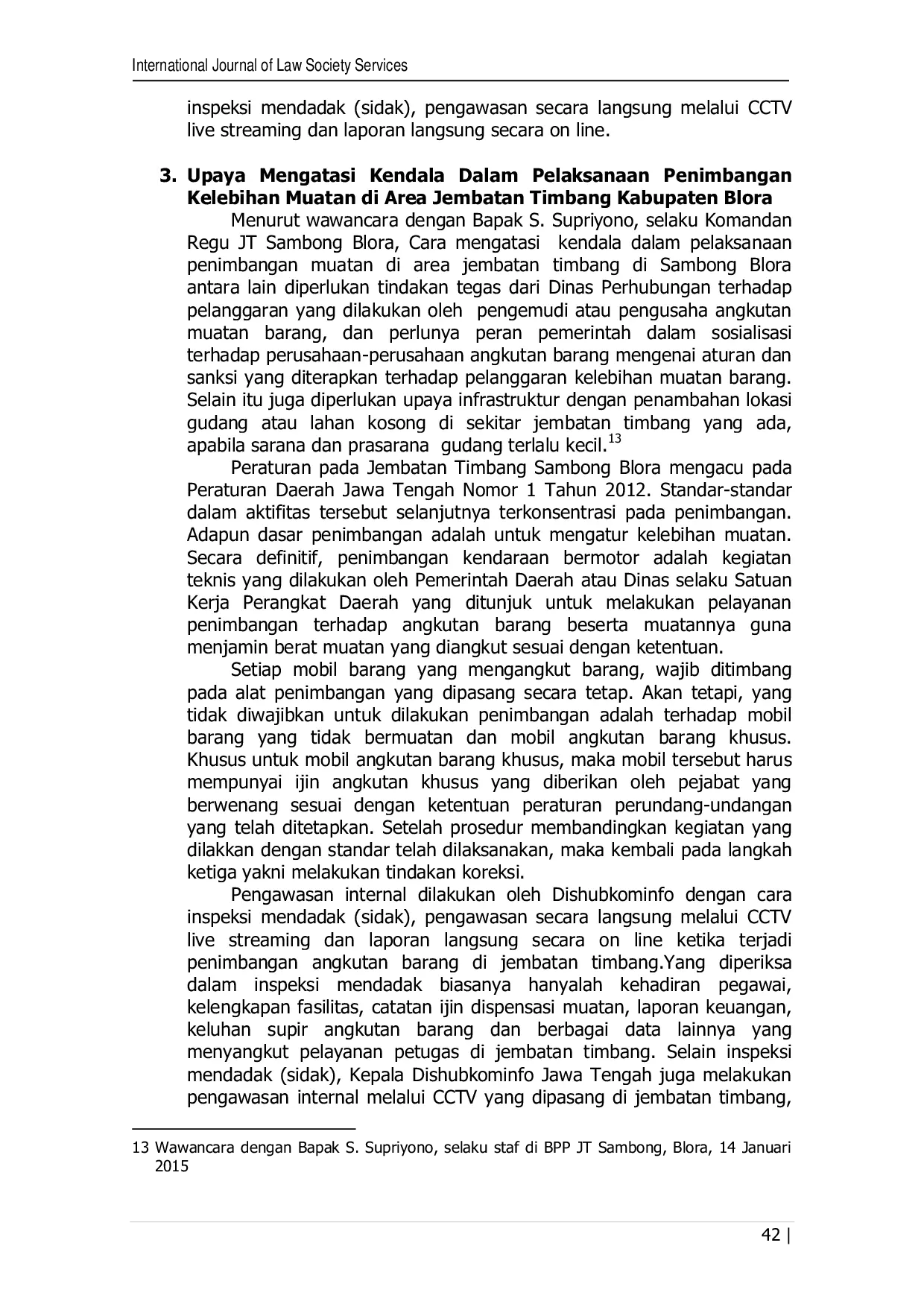 JURIS Tinjauan Hukum Terhadap Pelanggaran Kelebihan Muatan Di Jembatan Timbang Kabupaten Blora