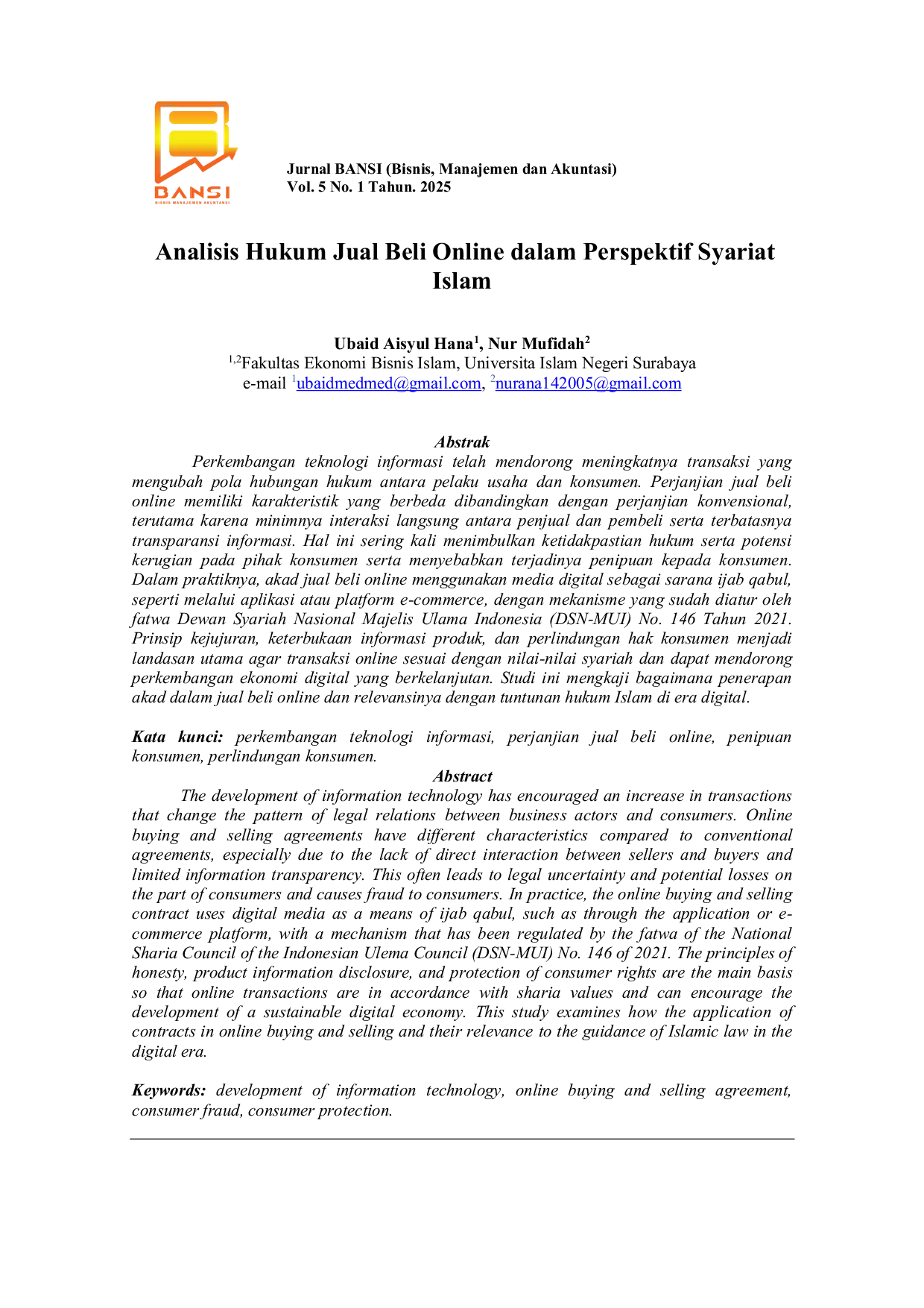 JURIS Analisis Hukum Jual Beli Online dalam Perspektif Syariat Islam