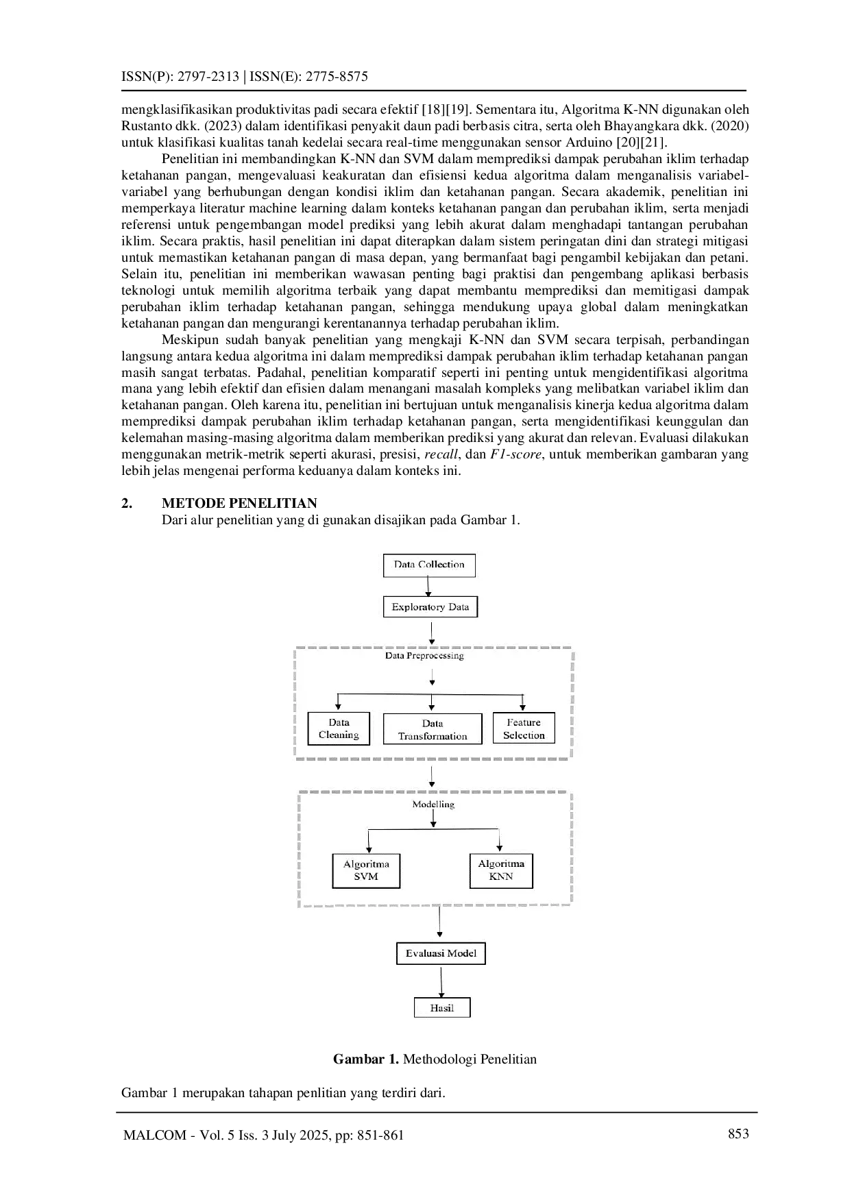 juris Model Prediksi Dampak Perubahan Iklim pada Ketahanan Pangan Menggunakan Algoritma Support Vector Machine and K Nearest Neighbors