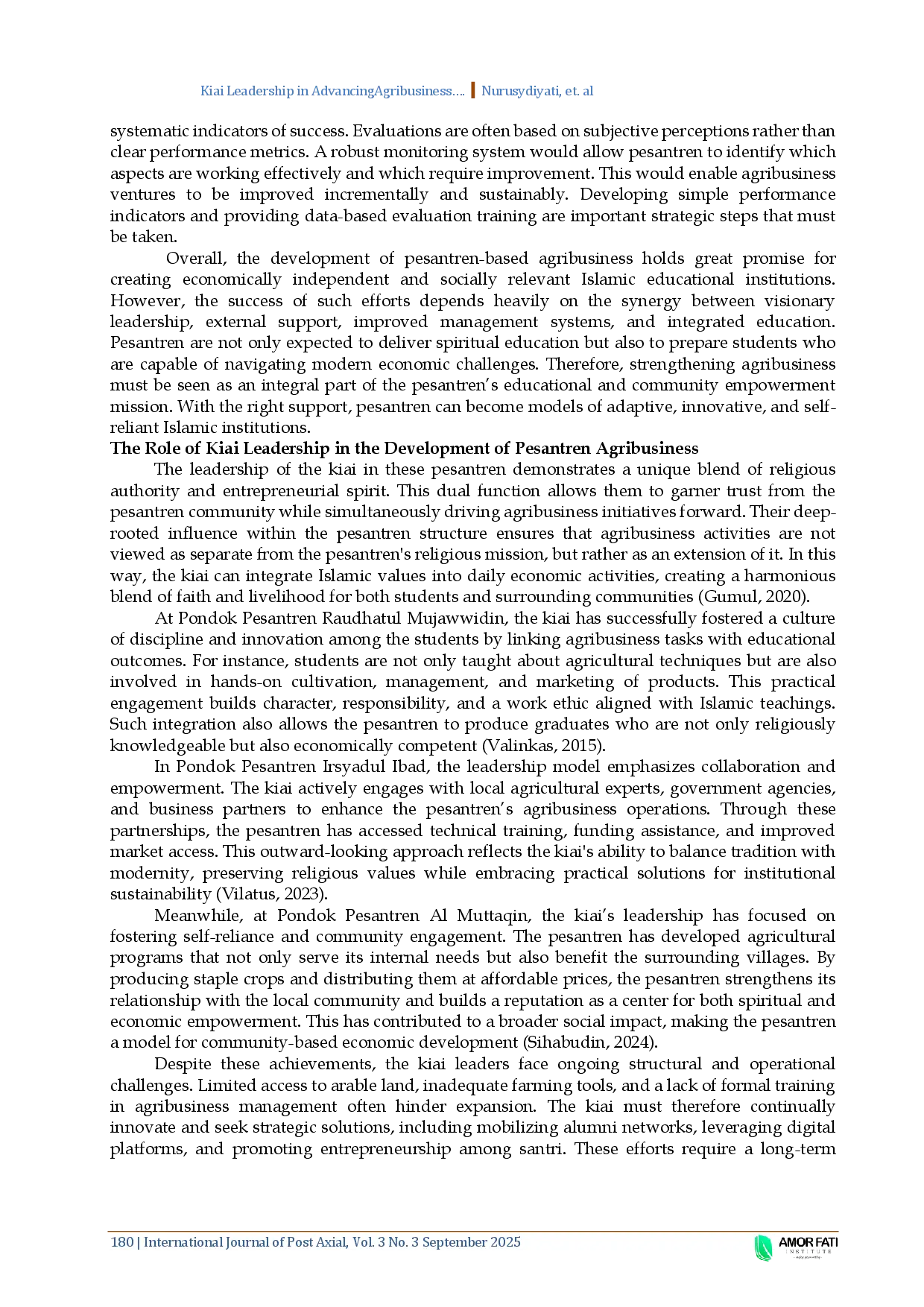 juris Kiai Leadership in Advancing Agribusiness Enterprises in Islamic Boarding Schools in Jambi Province