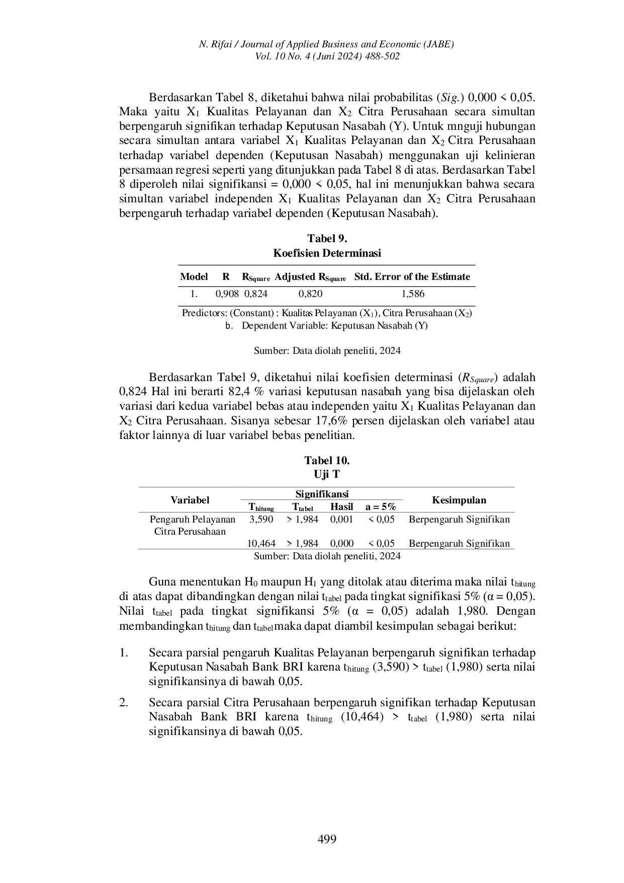 JURIS Pengaruh Pelayanan Dan Citra Perusahaan Terhadap Keputusan Customer Dalam Pembukaan Rekening Tabungan Di Bri Unit Purbasari Bogor