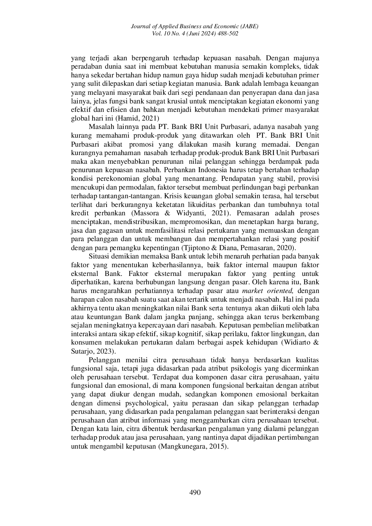 JURIS Pengaruh Pelayanan Dan Citra Perusahaan Terhadap Keputusan Customer Dalam Pembukaan Rekening Tabungan Di Bri Unit Purbasari Bogor