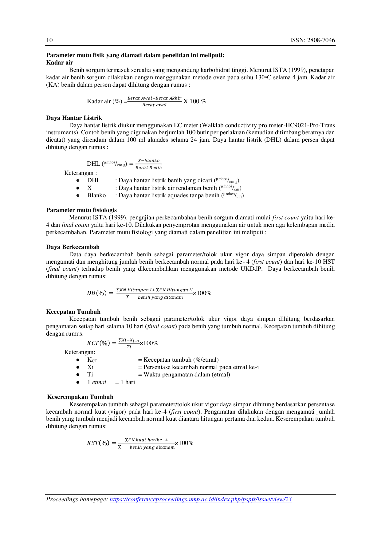 JURIS Daya Simpan Benih Sorgum Sorghum bicolor L Moench Varietas Kawali dengan Berbagai macam Pengemasan dan Kondisi Ruang Penyimpanan
