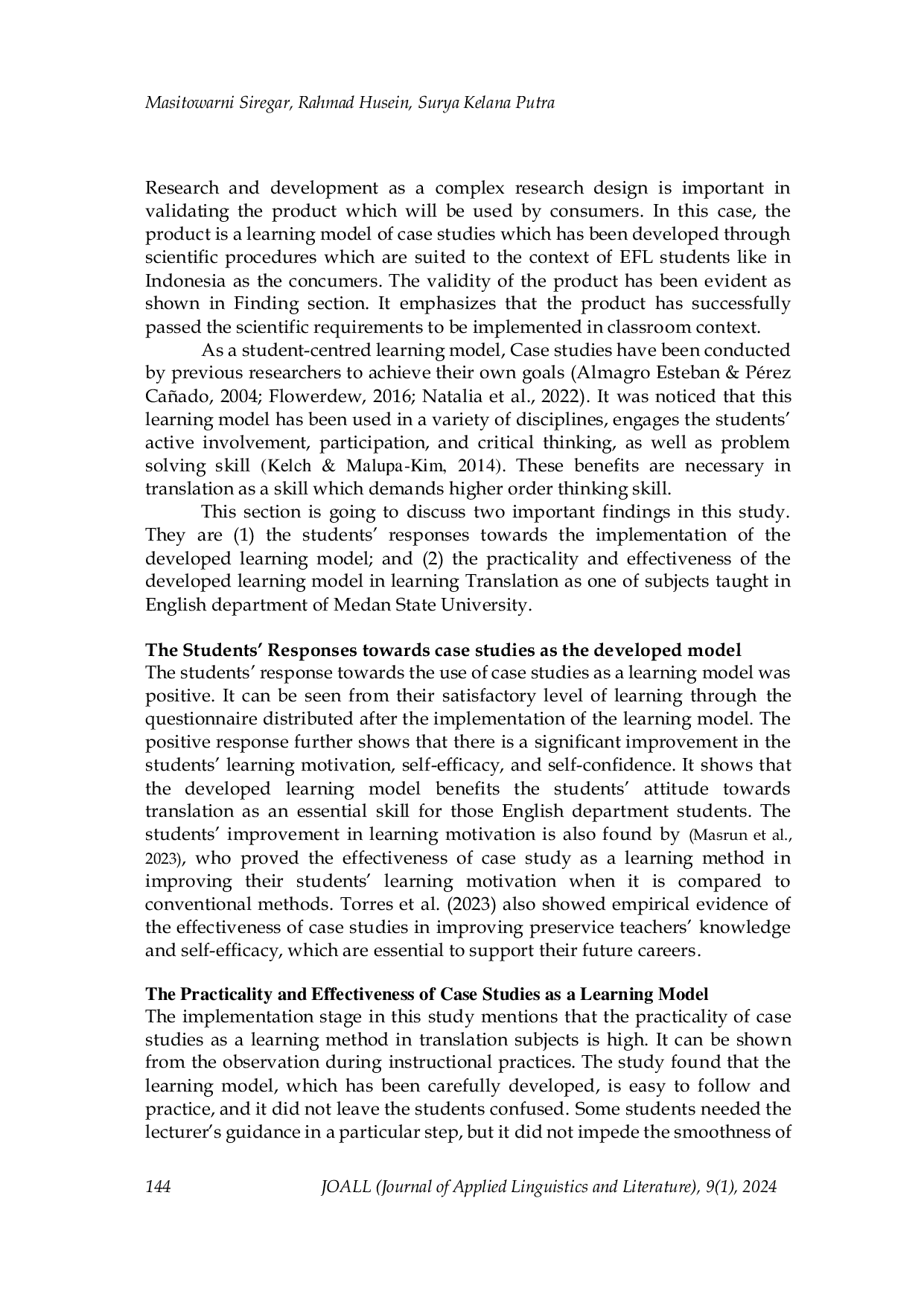 JURIS Development of a case method learning model to hone students translation competence in language teaching courses