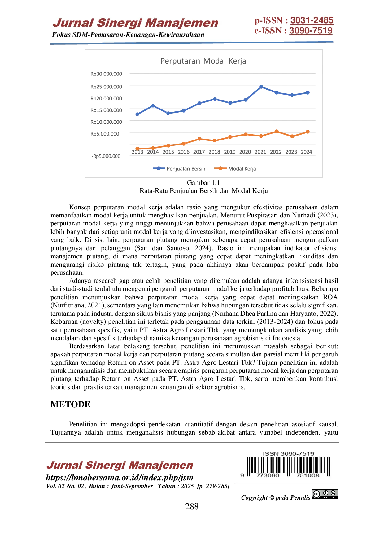 JURIS Pengaruh Perputaran Modal Kerja dan Perputaran Piutang terhadap Return On Asset pada PT Astra Agro Lestari Tbk Periode 2013 2024