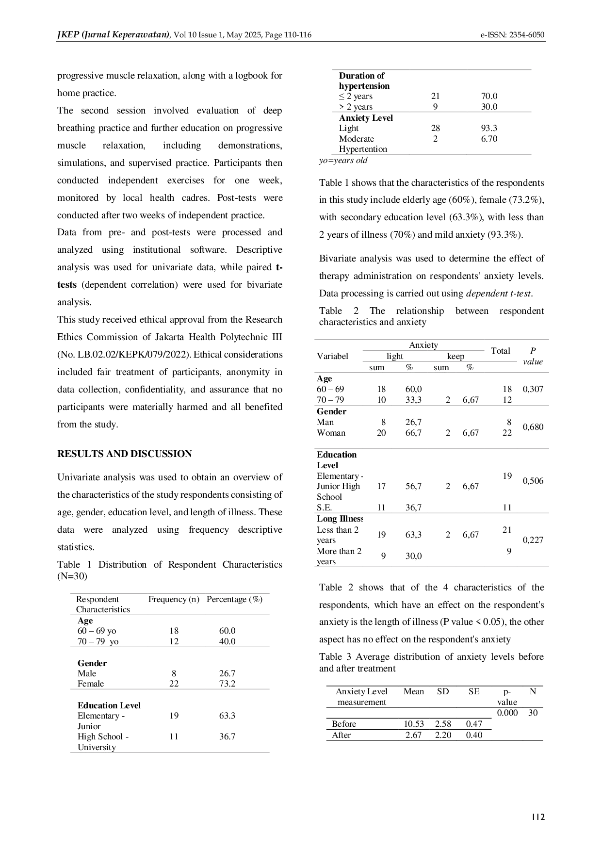 JURIS Effectiveness of Combination Deep Breathing and Progressive Muscle Relaxation to Diminish Anxiety of the Elderly With Hypertension