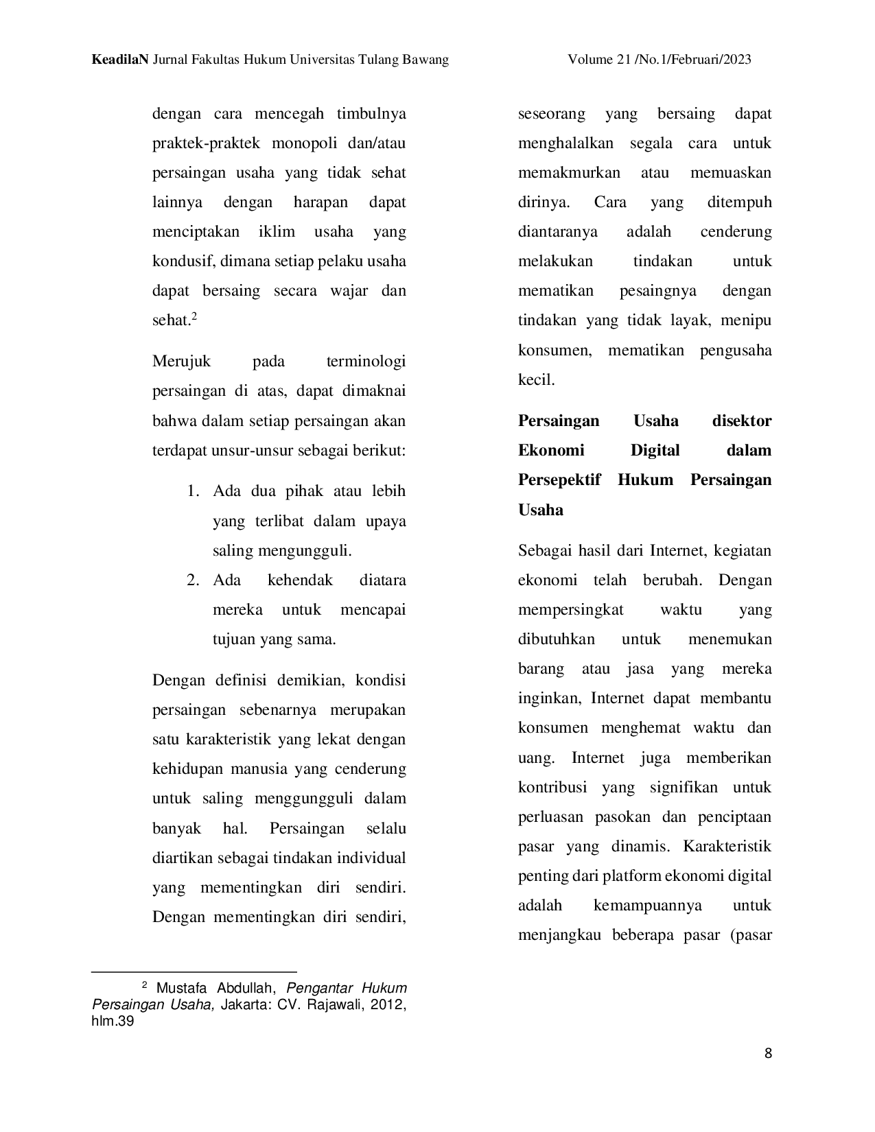 JURIS Konvergensi Hukum Persaingan Usaha Terhadap Komunikasi Bisnis di Sektor Ekonomi Digital