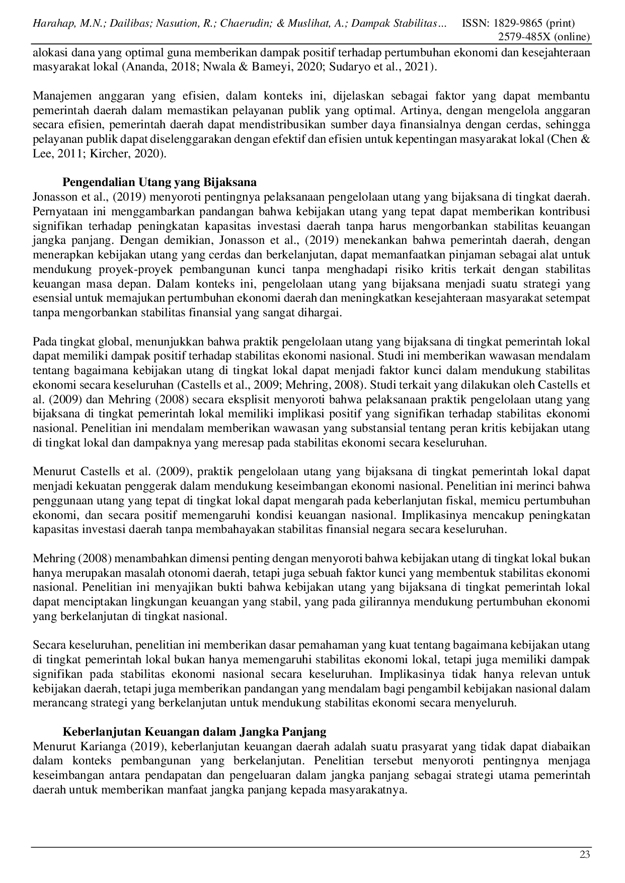 JURIS Dampak Stabilitas Keuangan Daerah terhadap Ketahanan Keuangan Pemerintah Daerah