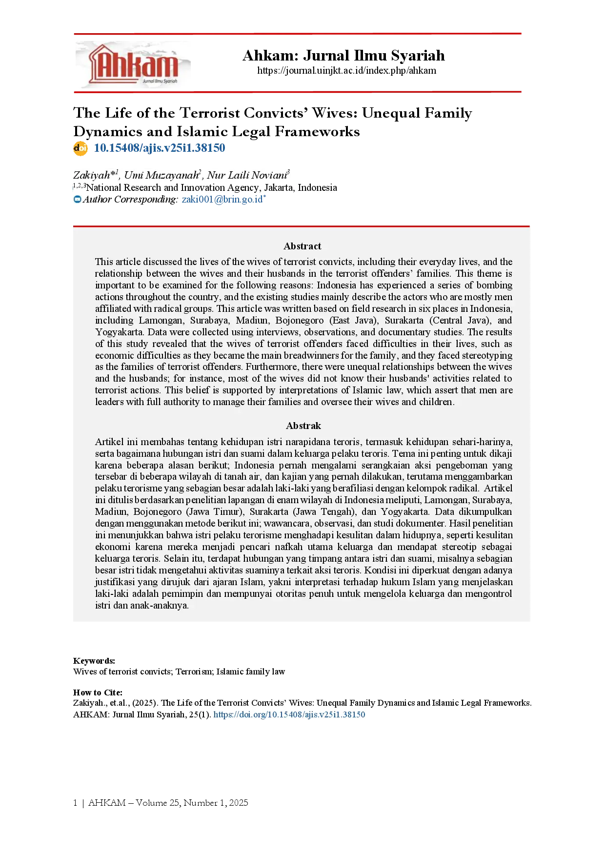juris The Life of the Terrorist Convicts Wives Unequal Family Dynamics and Islamic Legal Frameworks