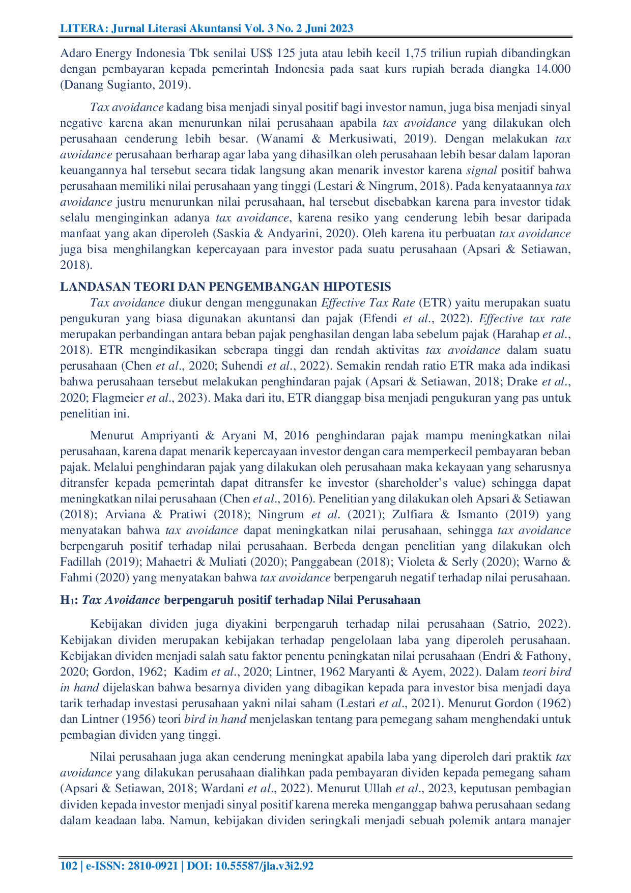 JURIS Efek Moderasi Kebijakan Dividen Pada Pengaruh Tax Avoidance Terhadap Nilai Perusahaan