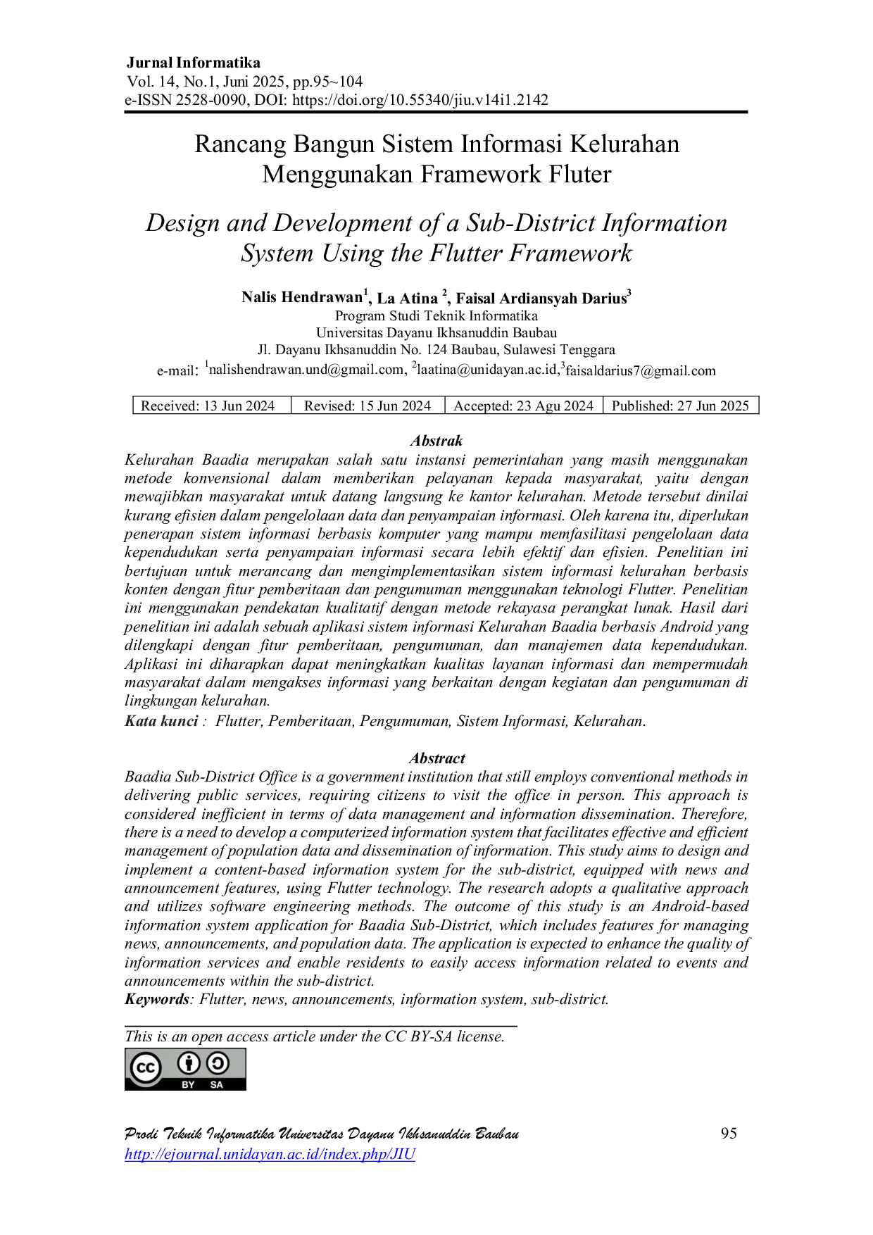 JURIS Rancang Bangun Sistem Informasi Kelurahan Menggunakan Framework Fluter