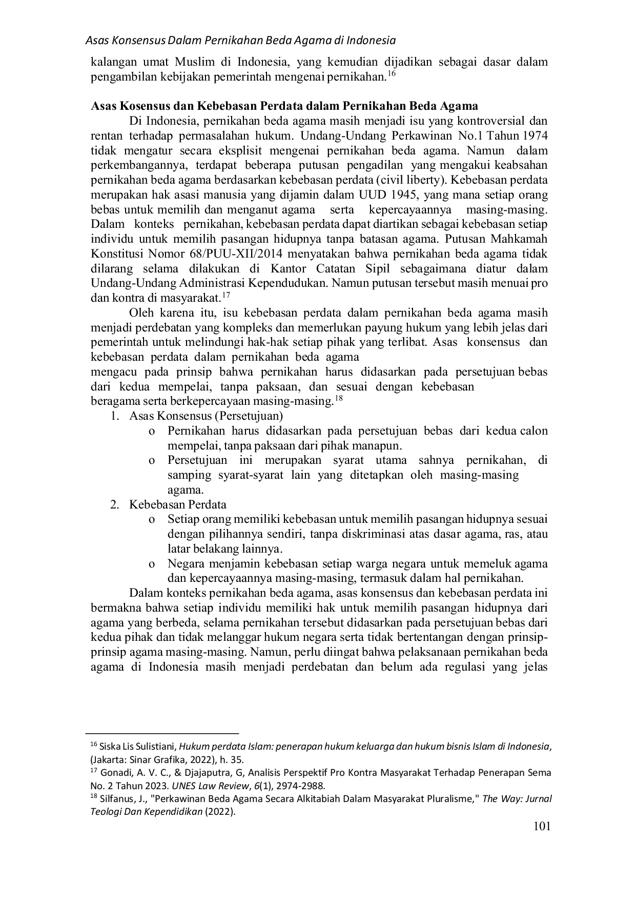 JURIS Asas Konsensus Dalam Pernikahan Beda Agama di Indonesia