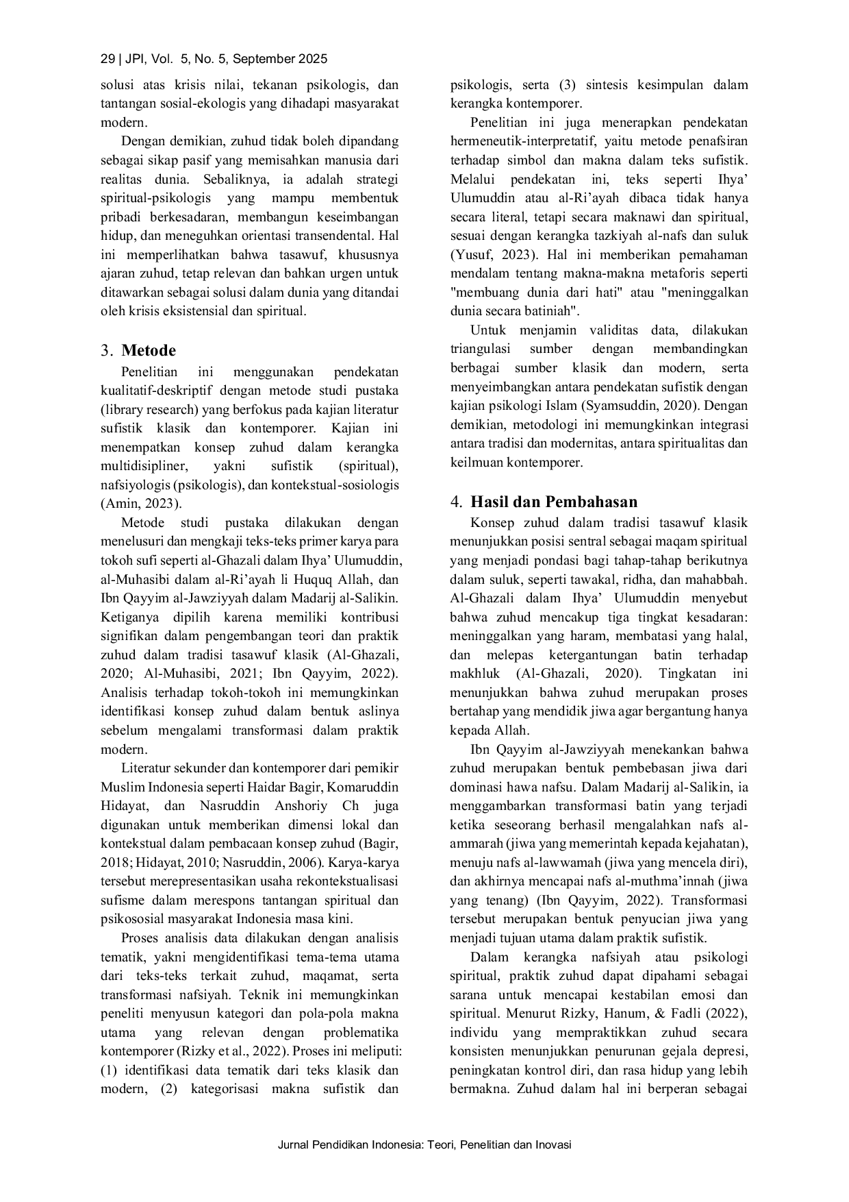 JURIS Zuhud dan Gaya Hidup Berkelanjutan Menurut Tinjauan Sufistik dan Psikologi Islam