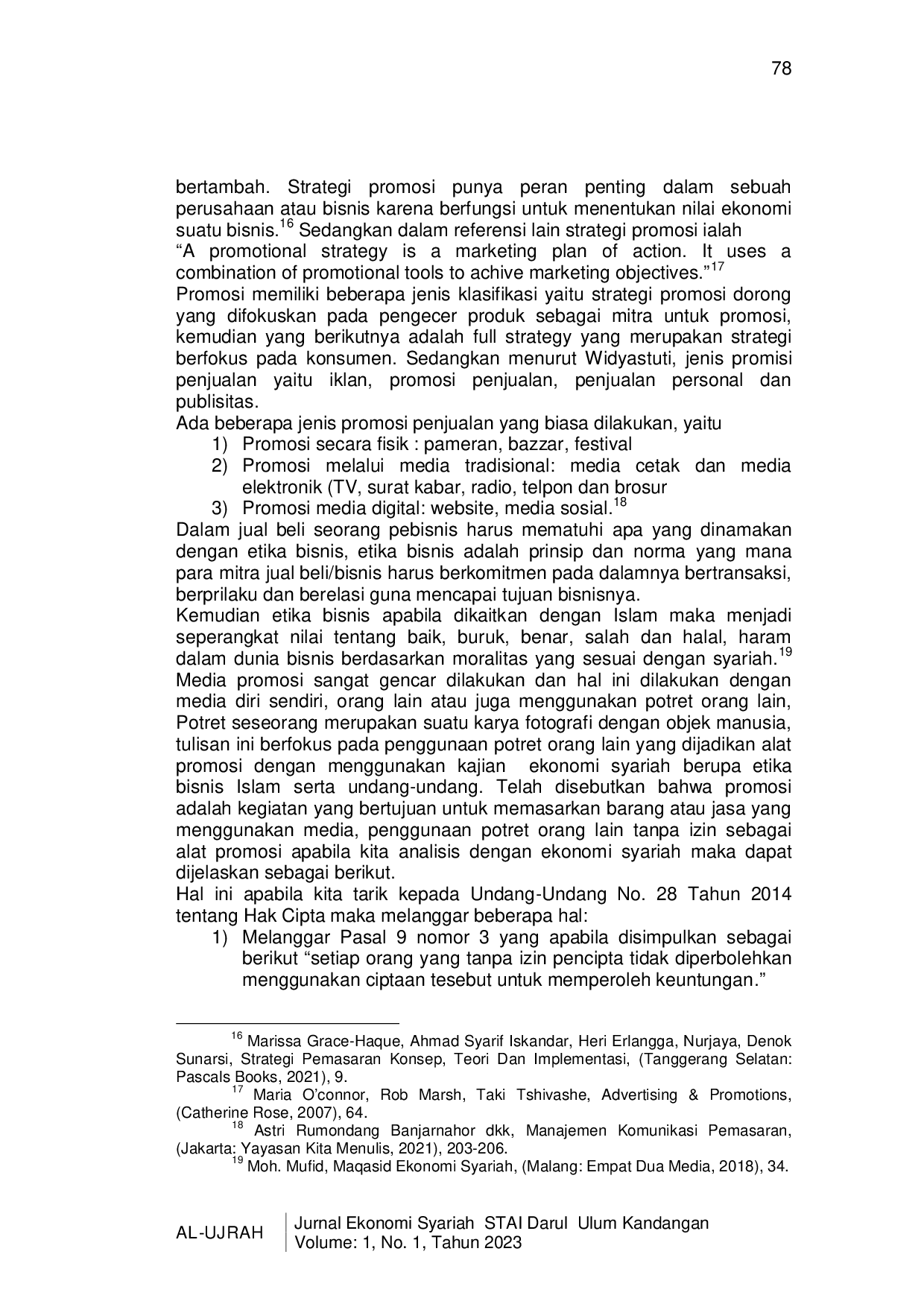 JURIS PENGGUNAAN POTRET ORANG LAIN SEBAGAI MEDIA PROMOSI TINJAUAN EKONOMI SYARIAH dan UNDANG UNDANG No 28 Tahun 2014