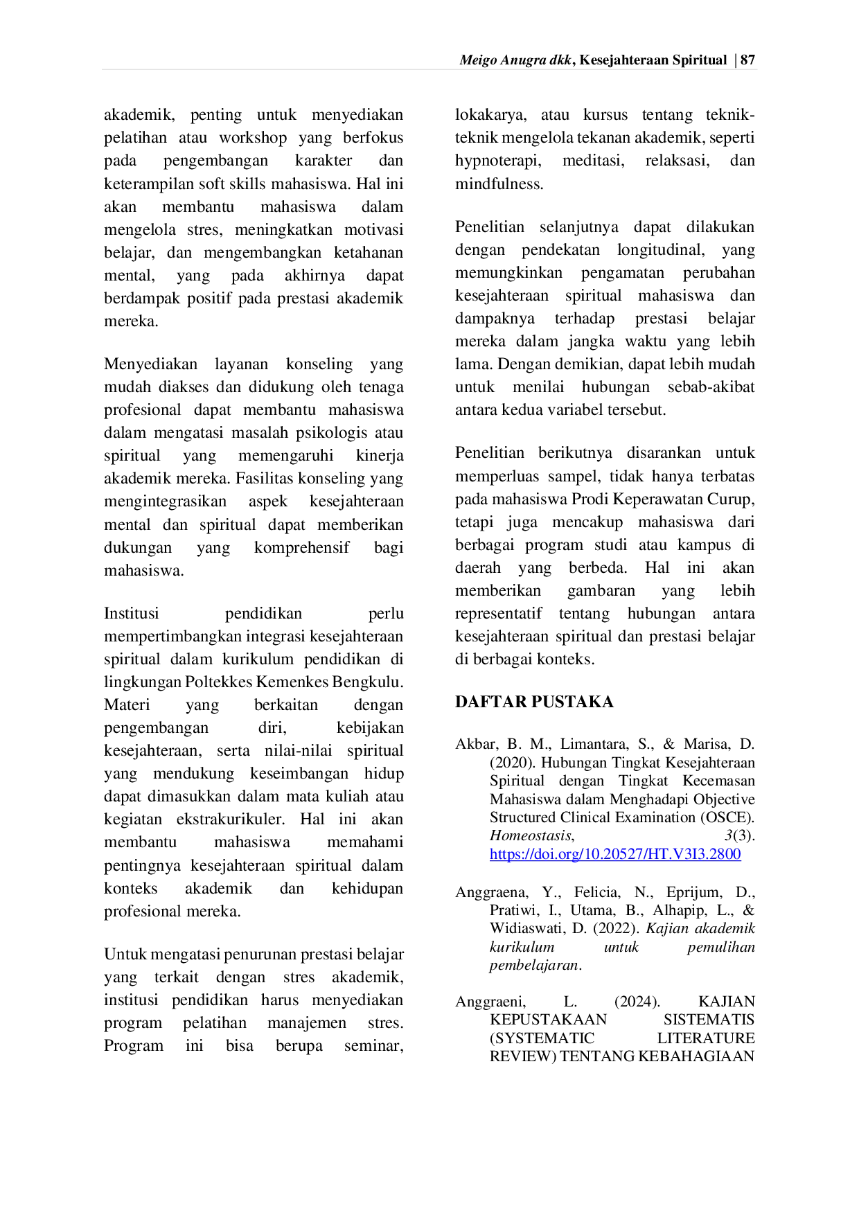 JURIS Kesejahteraan Spiritual dalam Prestasi Belajar Mahasiswa