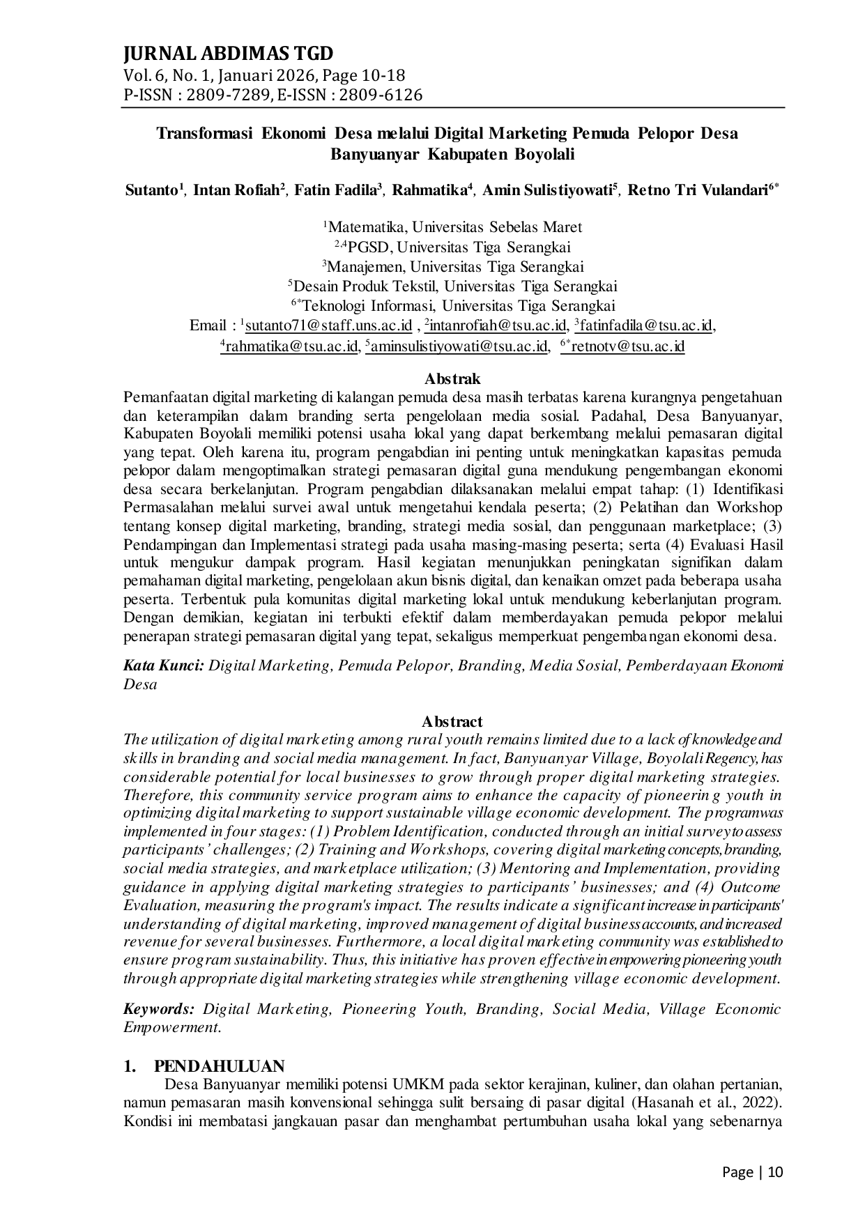 JURIS Transformasi Ekonomi Desa melalui Digital Marketing Pemuda Pelopor Desa Banyuanyar Kabupaten Boyolali