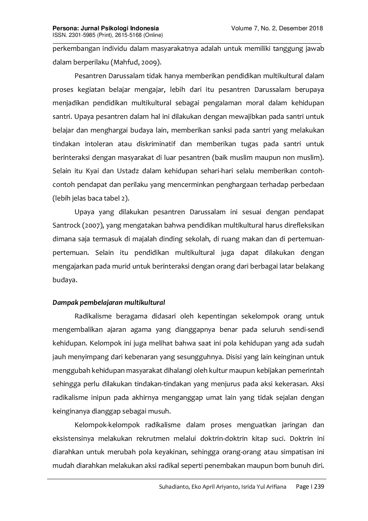 JURIS Model Pembelajaran Multikultural pada Pesantren Modern sebagai Upaya Mereduksi Paham Radikalisme