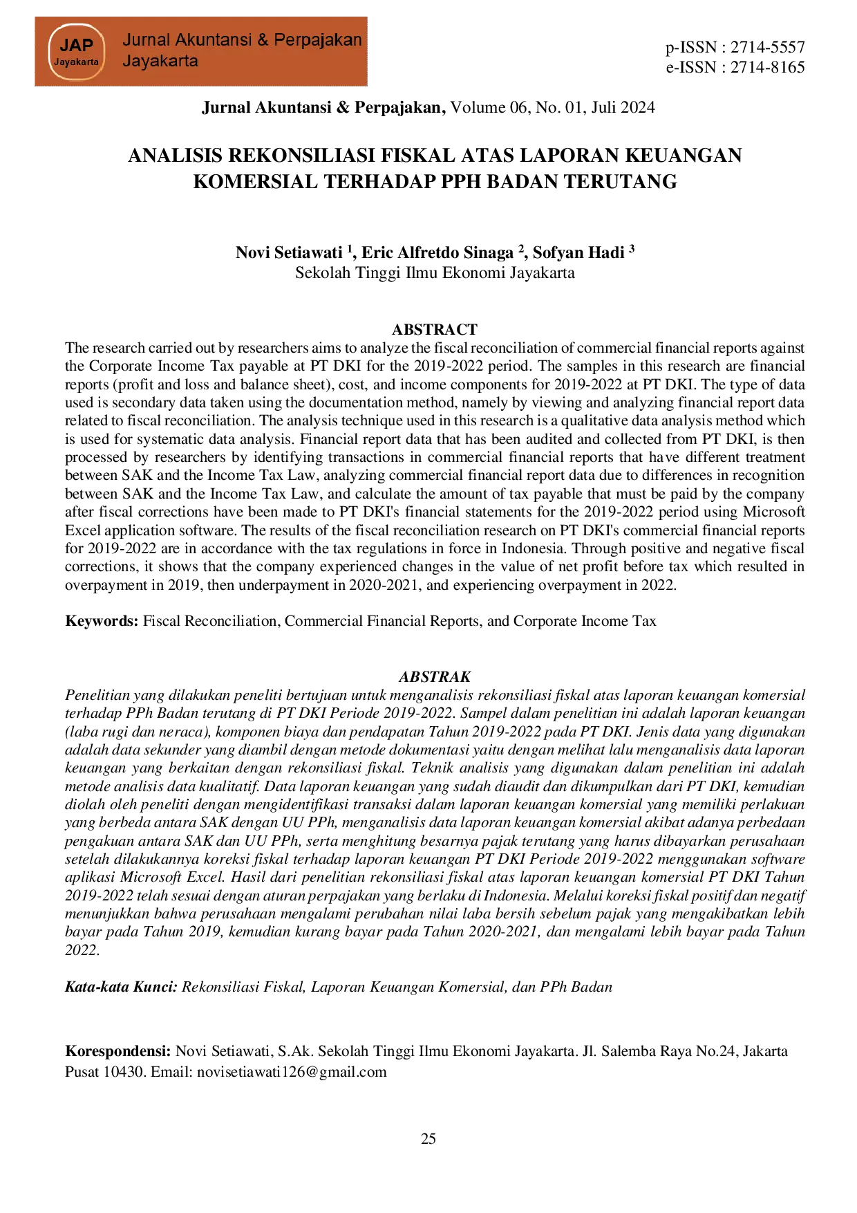 JURIS Analisis Rekonsiliasi Fiskal Atas Laporan Keuangan Komersial Terhadap Pph Badan Terutang