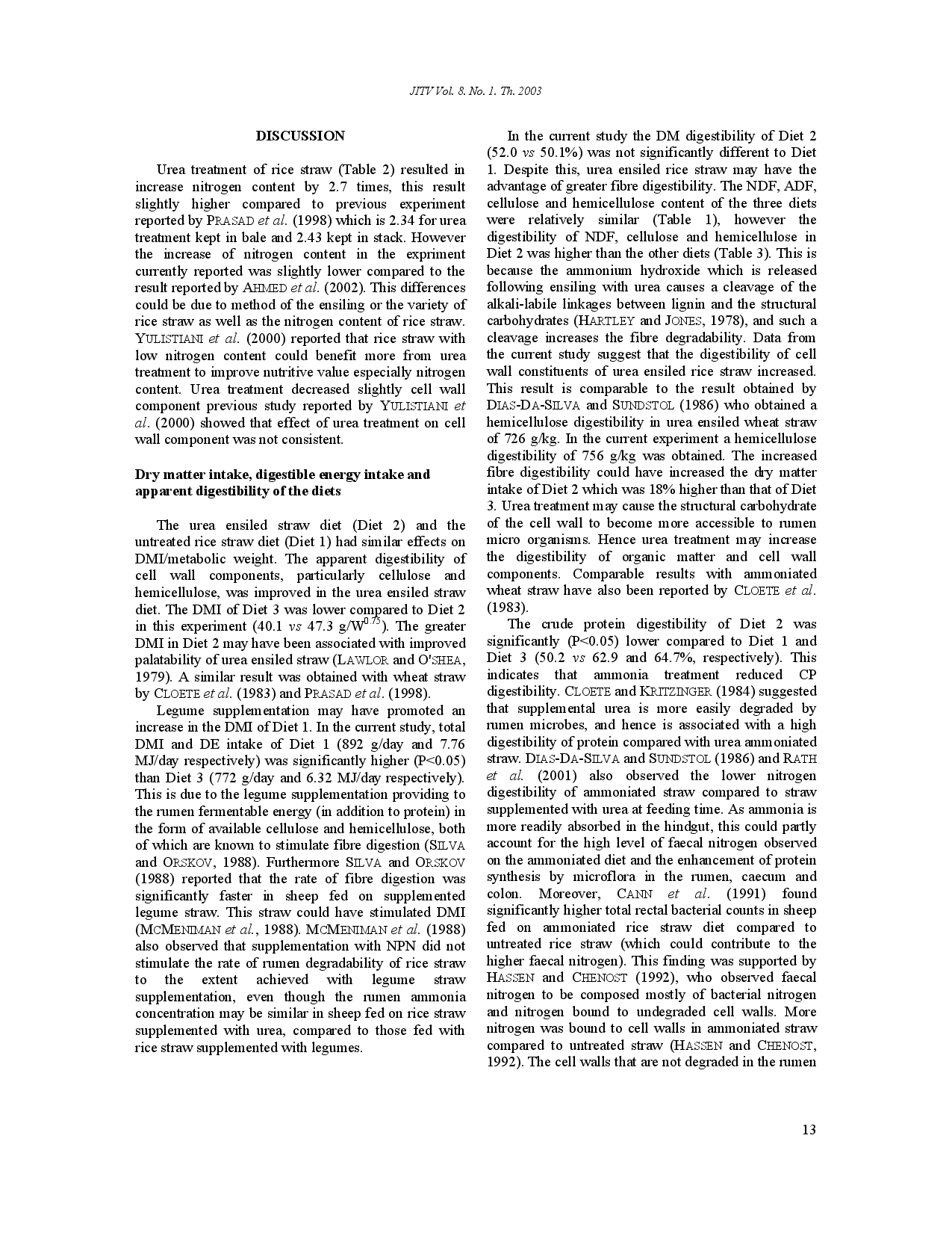juris Intake and digestibility of untreated and urea treated rice straw base diet fed to sheep