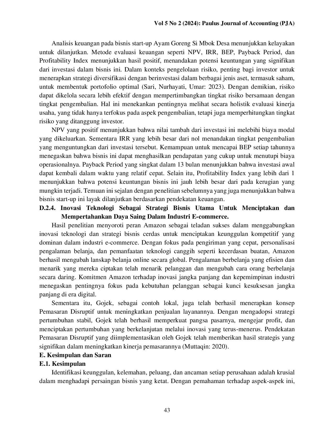 JURIS Studi Kelayakan dan Penerapan Kewirausahaan Dalam Bisnis Startup Analisis Peluang dan Tantangan