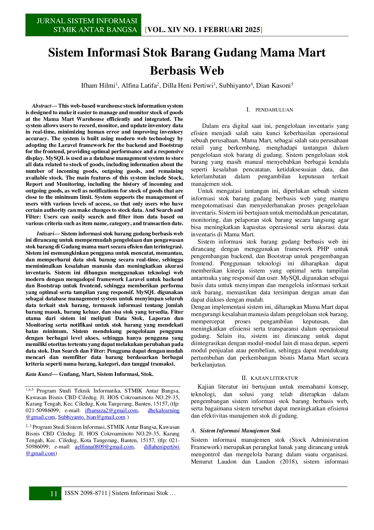 JURIS Sistem Informasi Stok Barang Gudang MAMA Mart Berbasis Web