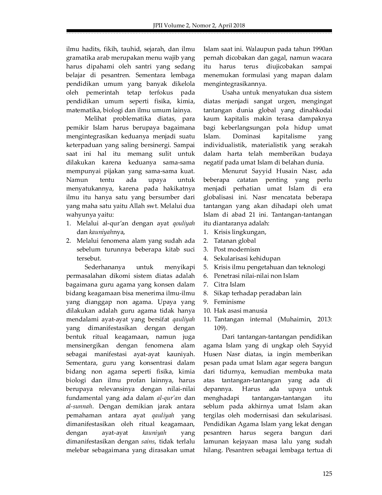 JURIS Pesantren Terpadu Sebagai Solusi Problematika Pendidikan Agama Islam di Era Globalisasi